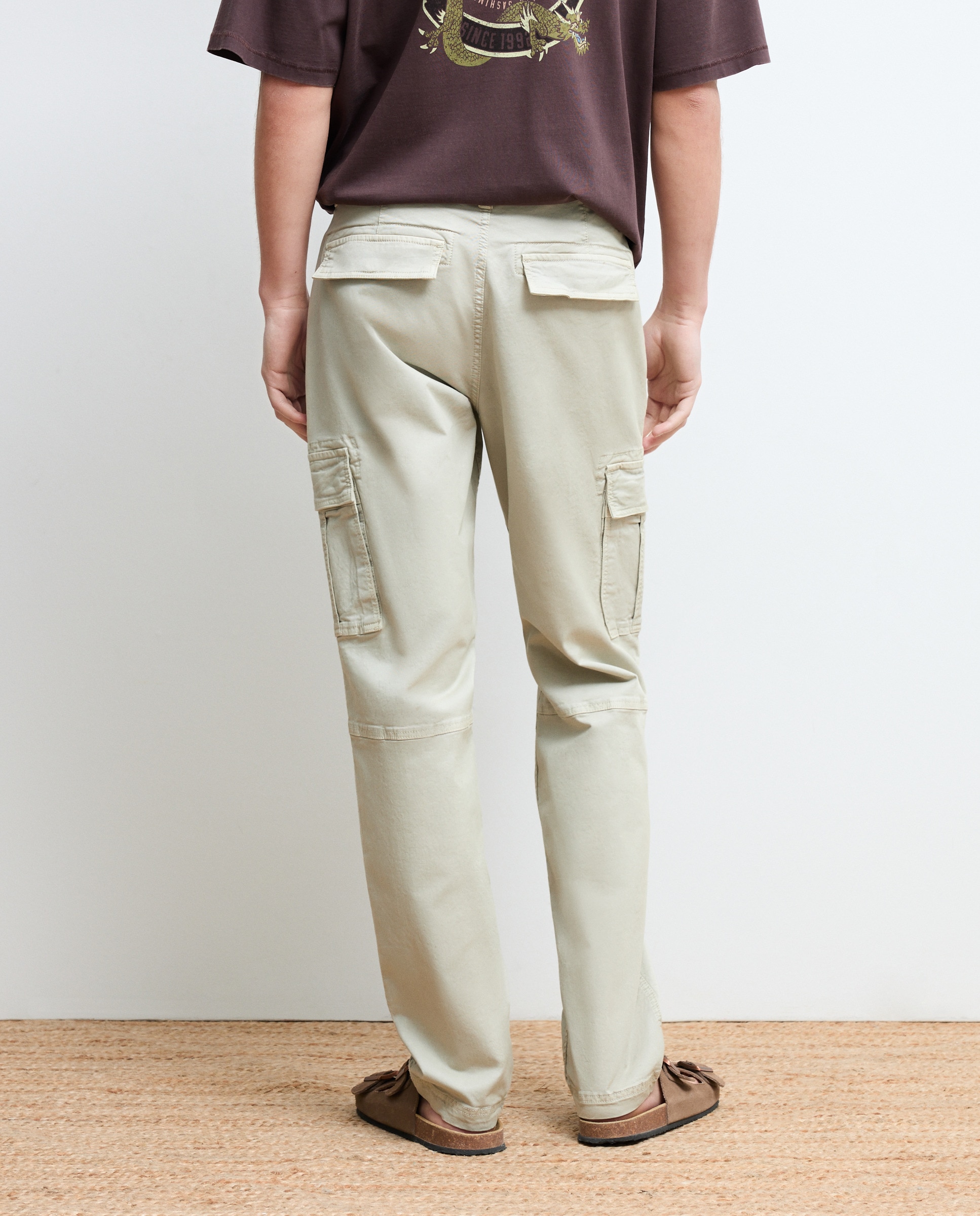 Pantalón de hombre multibolsillos de algodón. - Green Coast - Hielo Hielo-3