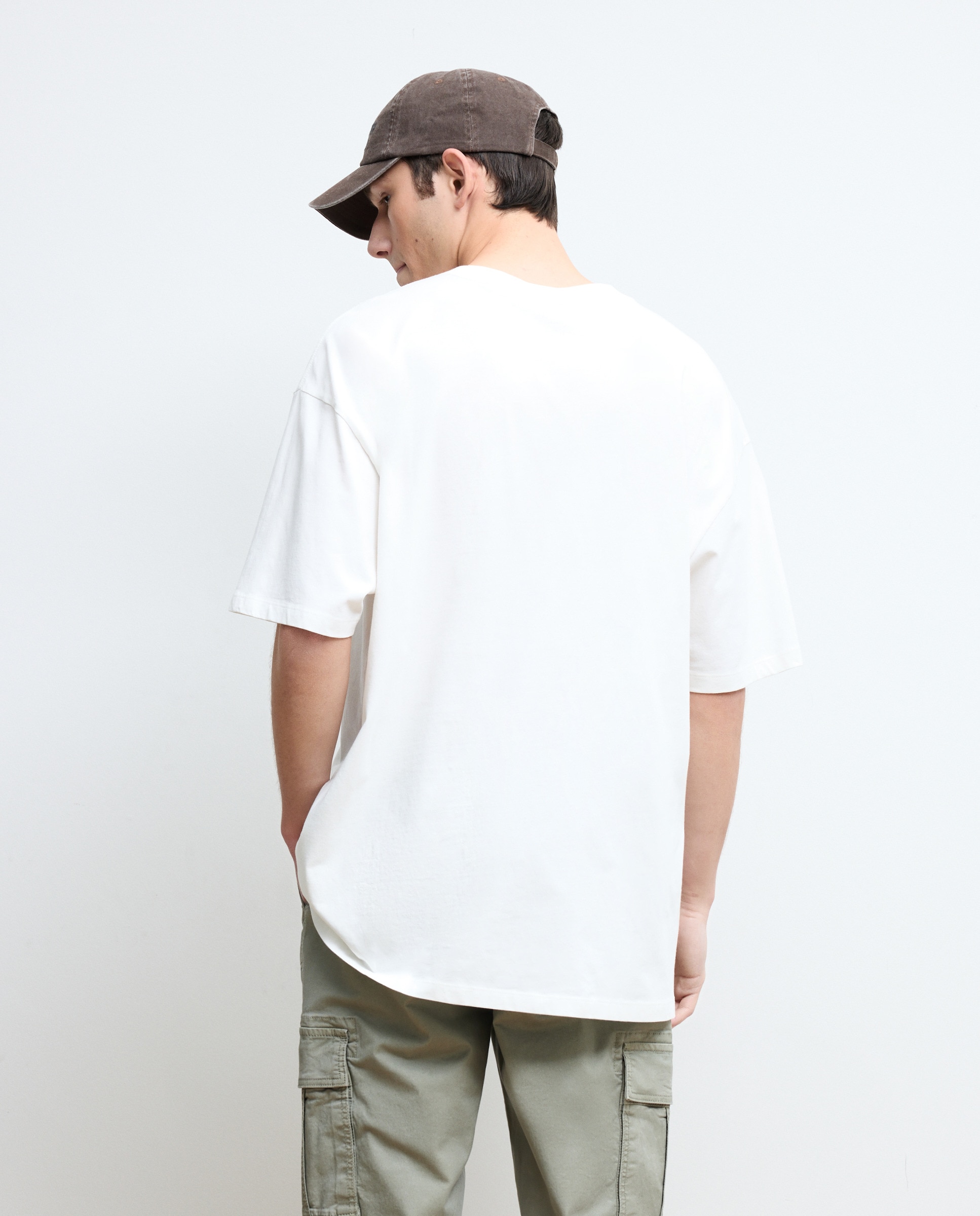 T-shirt de Manga Curta Garment Dye Print Branco-3