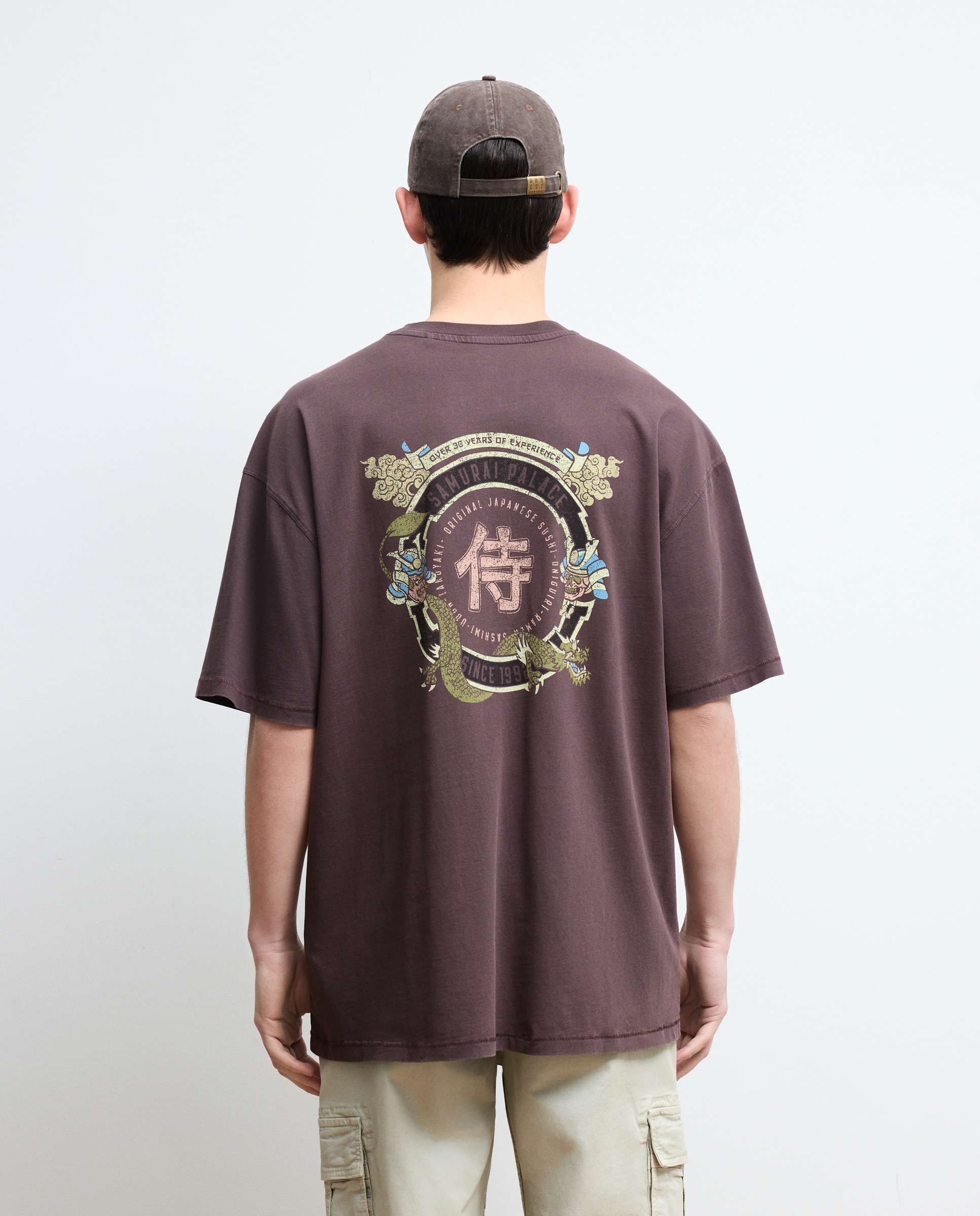 T-shirt de Manga Curta Garment Dye Print Rosa-3