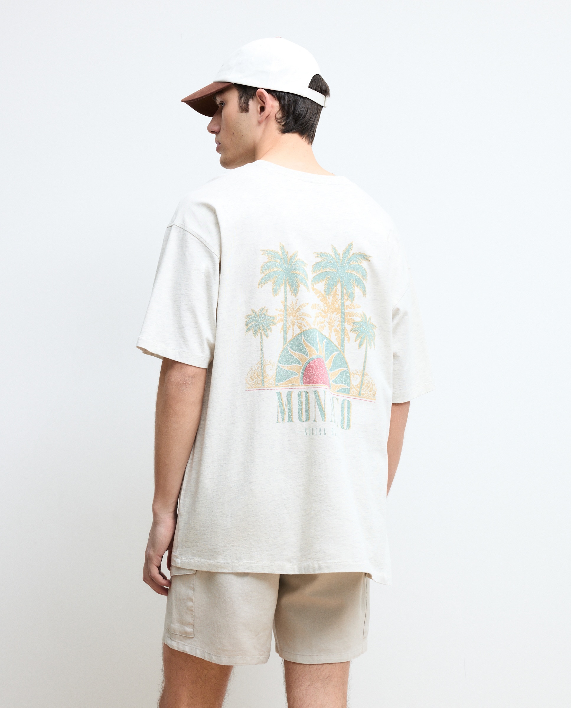 T-shirt de Manga Curta Acid Wash com Estampado Posicional Preto-3