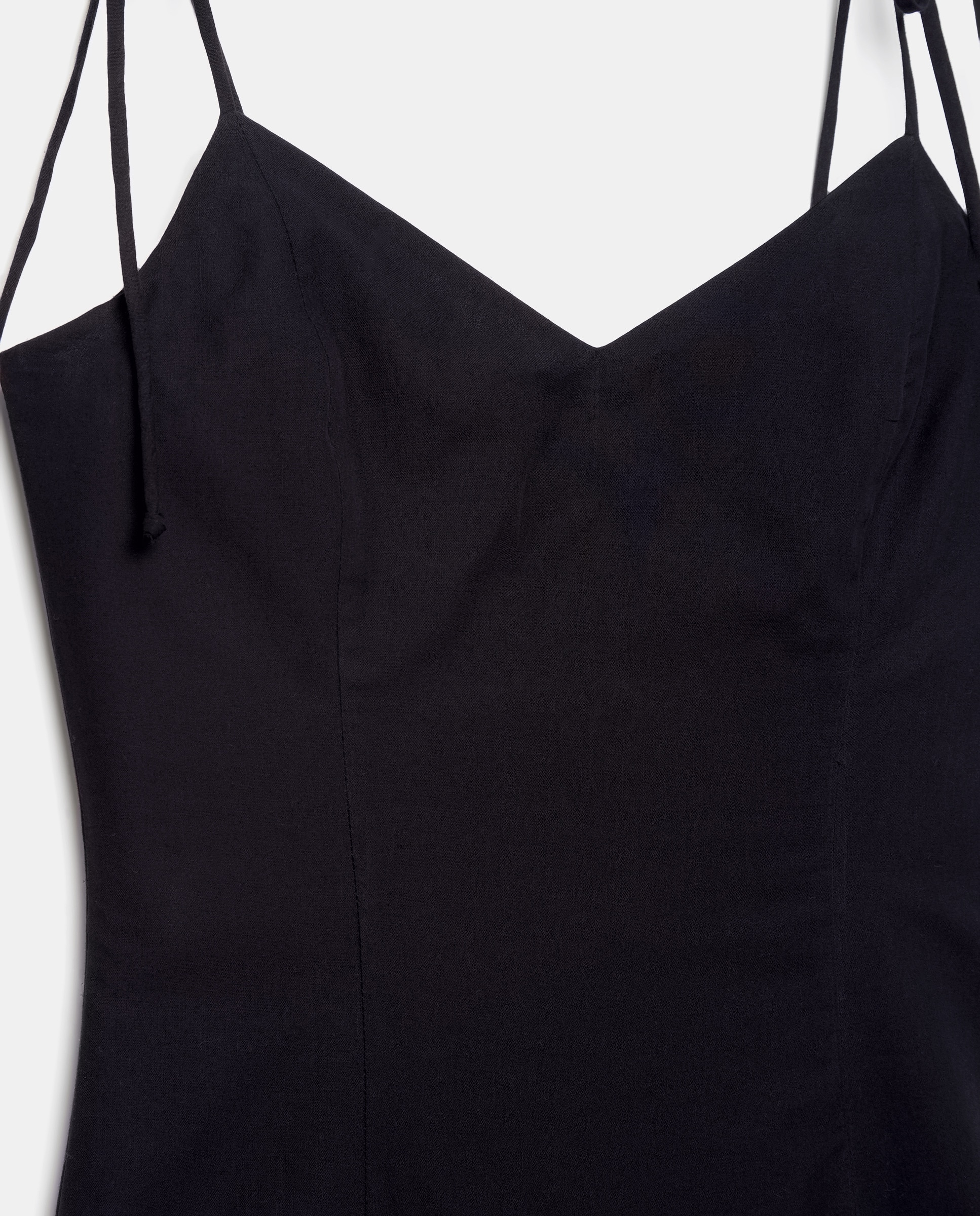 Vestido Comprido de Popelina com Bordado Preto-2
