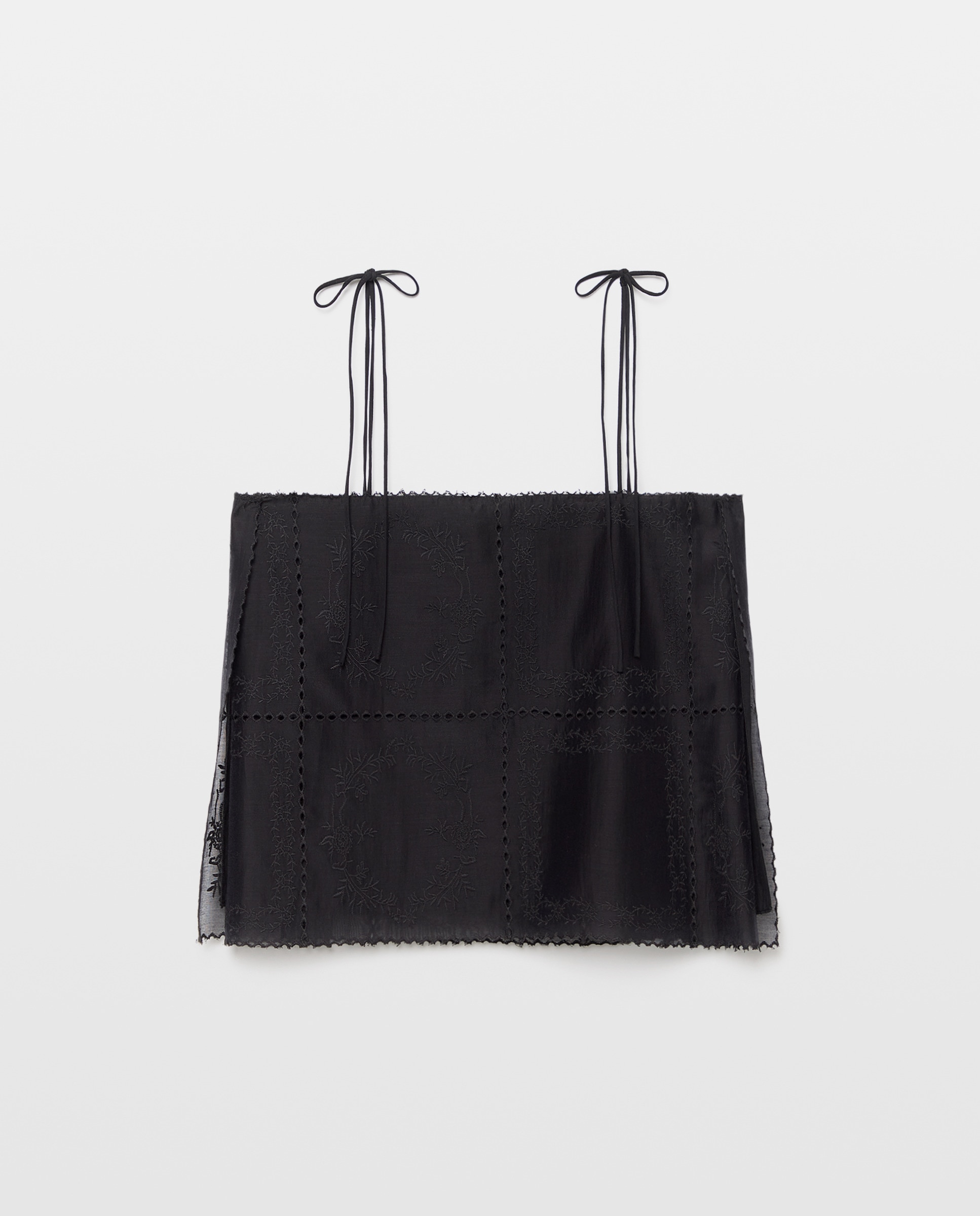 Blusa de Alças Finas com Bordados Preto-4