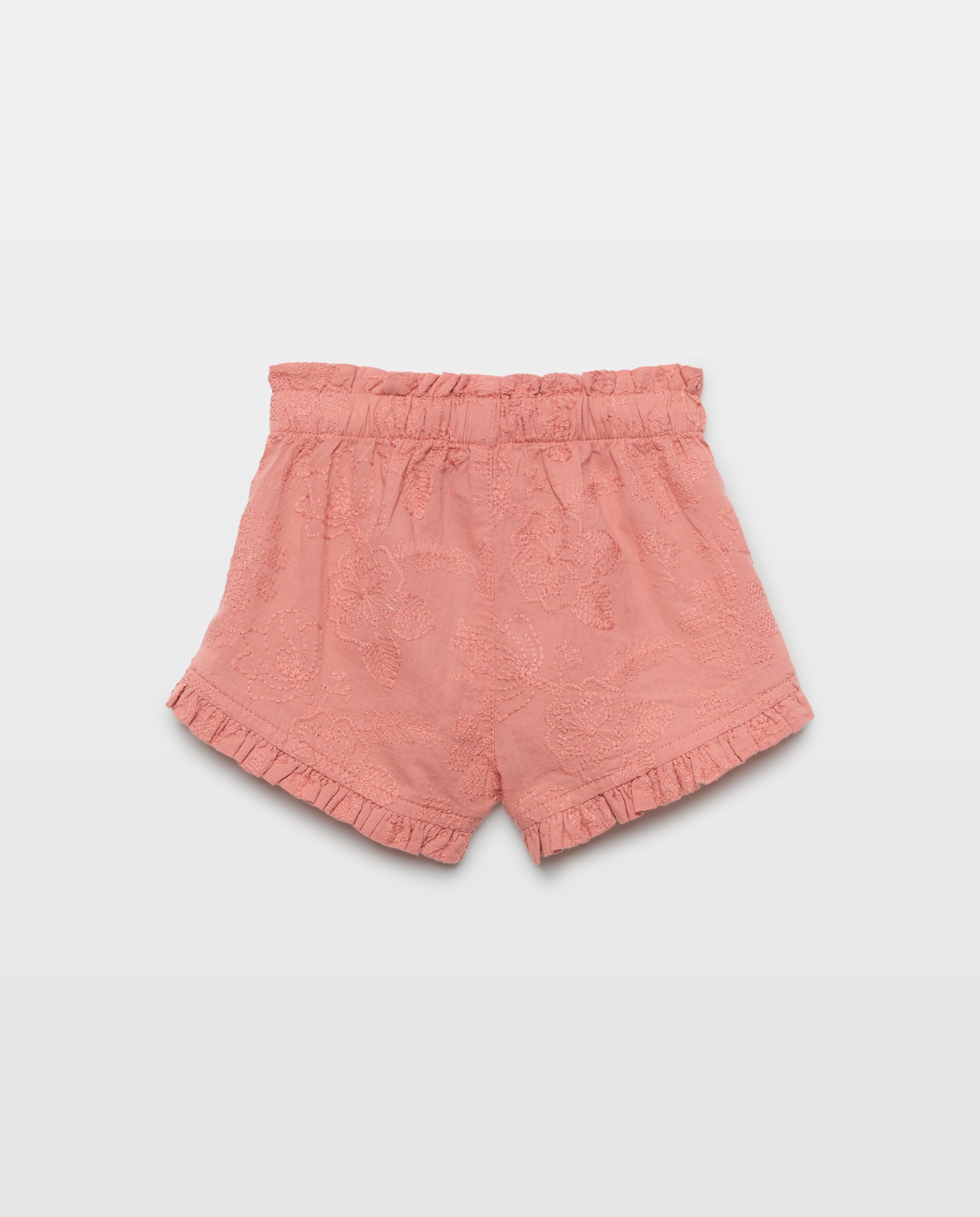 Bermudas de Tecido Plano e Bordado de Bebé Baby El Corte Inglés Rosa-claro-2