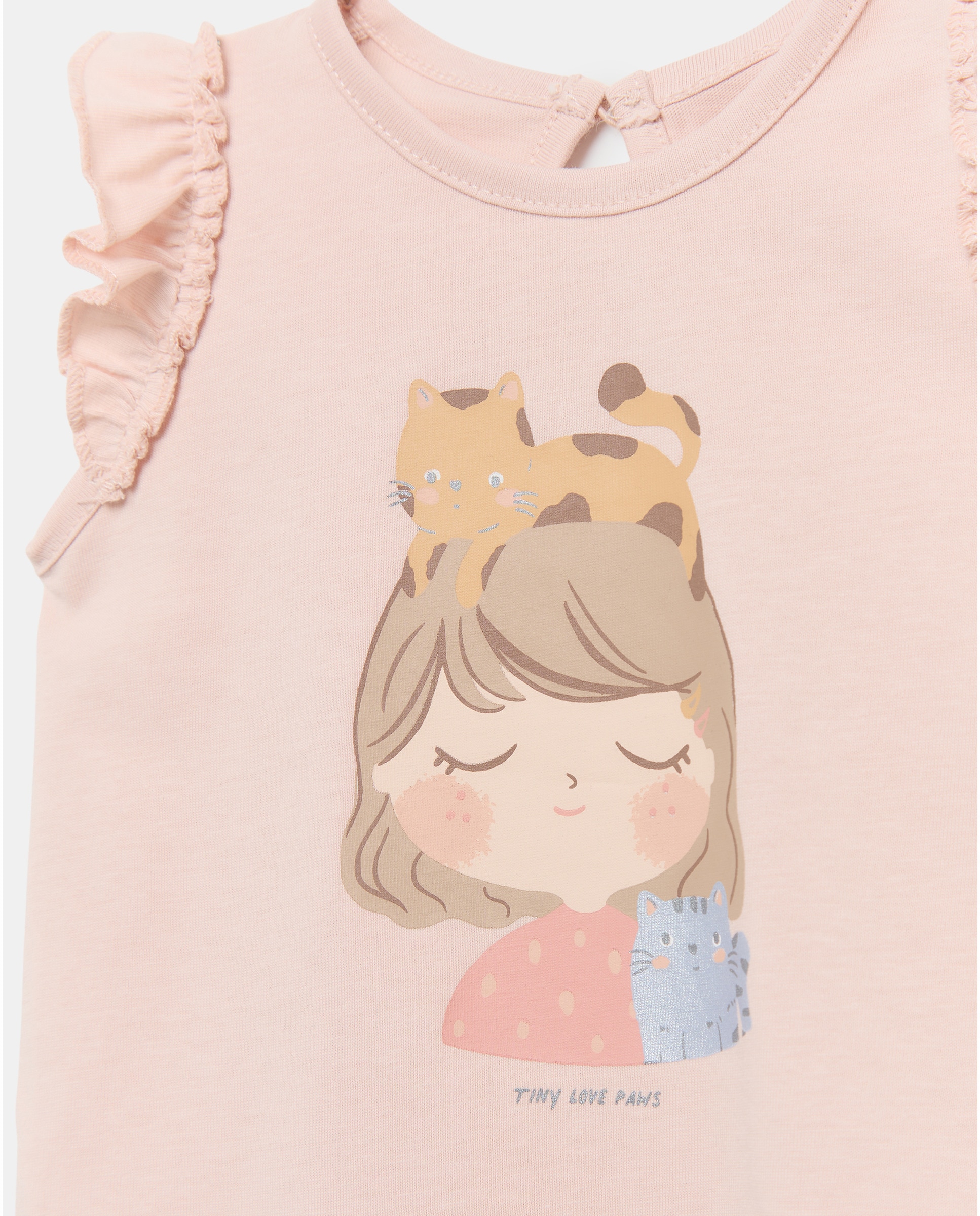 T-shirt de Alças de Bebé com Decote Redondo Baby El Corte Inglés Rosa-3