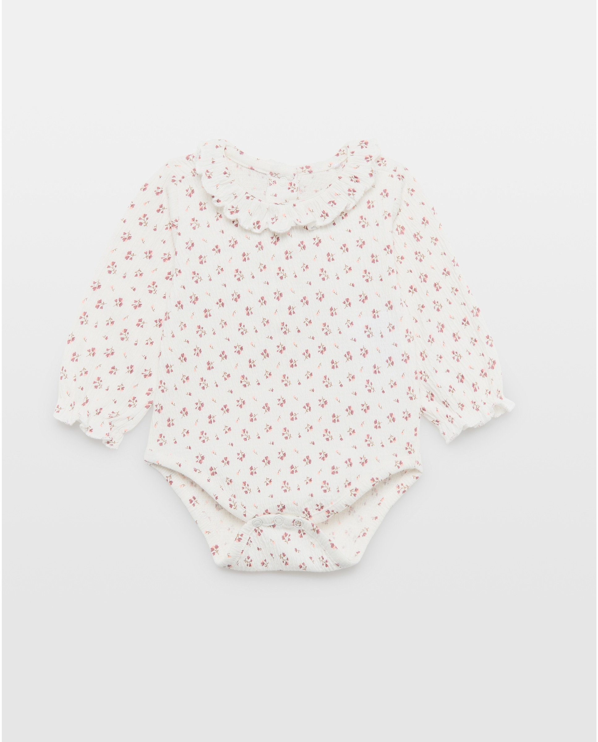 Body de Bebé com Manga Comprida e Estampado Floral Baby El Corte Inglés Rosa-1