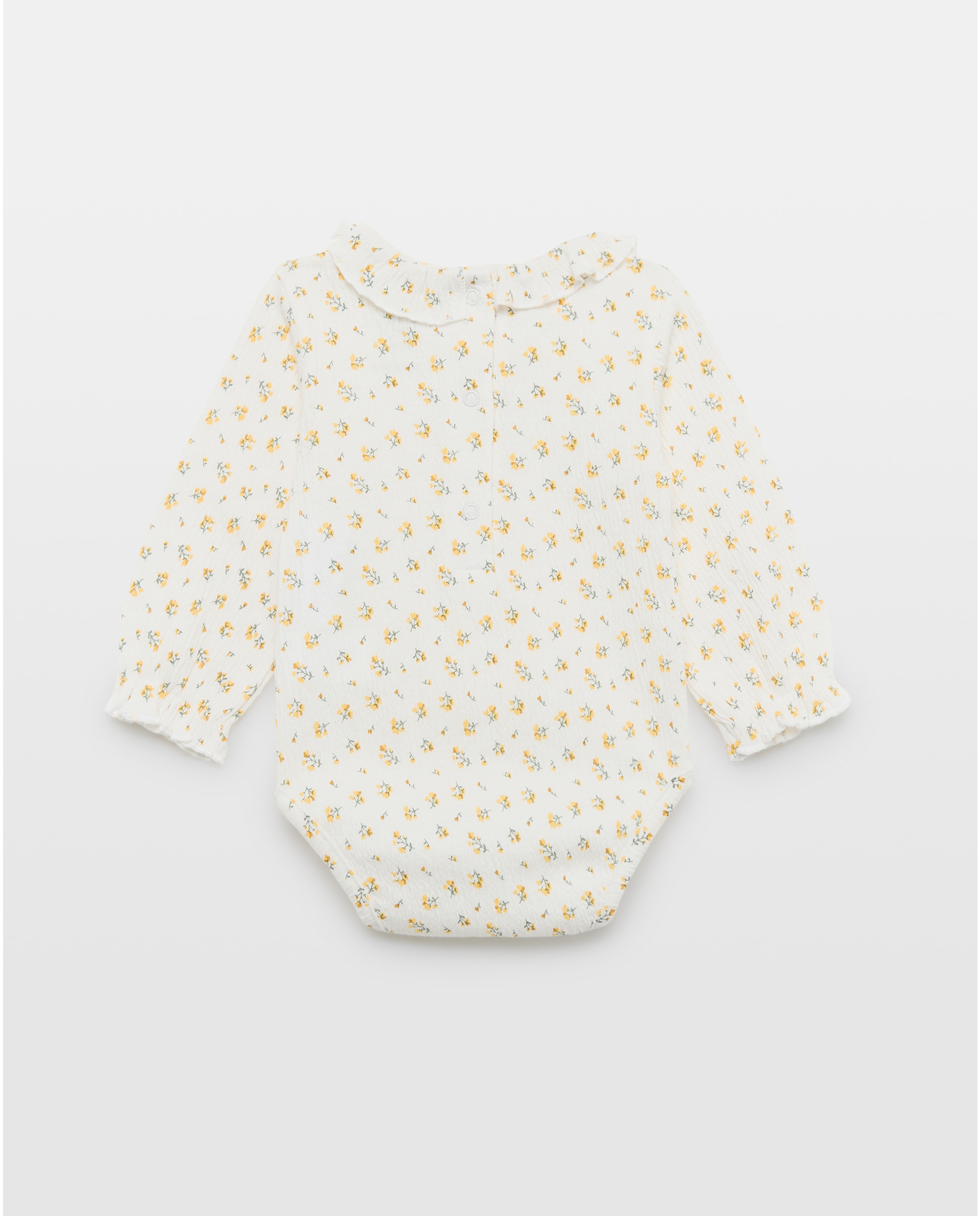 Body de Bebé com Manga Comprida e Estampado Floral Amarelo-2