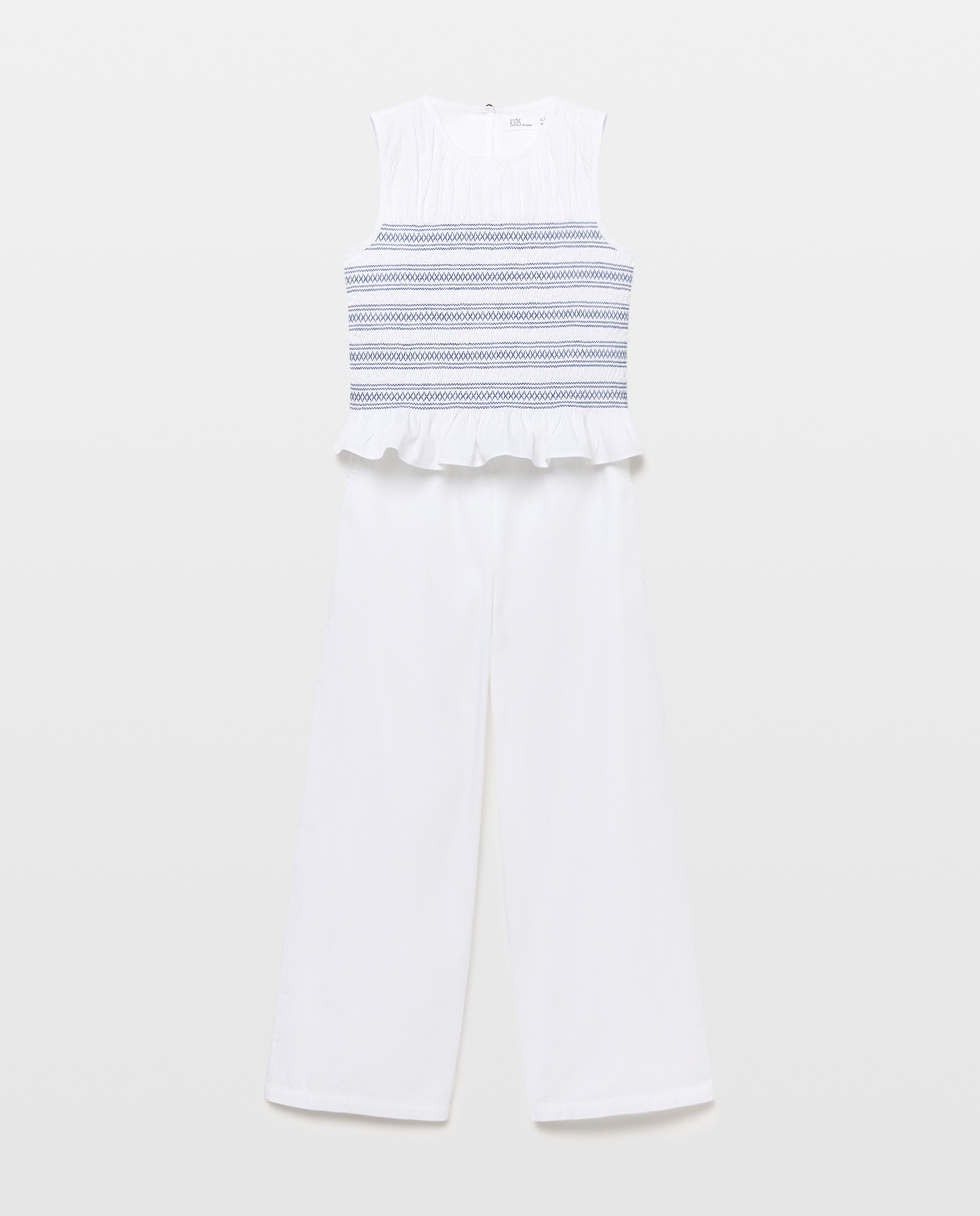 Conjunto largo cuerpo smock peplum y pantalón con bolsillos plastón de niña - Kids El Corte Inglés - 120 Crudo 120 Crudo-5