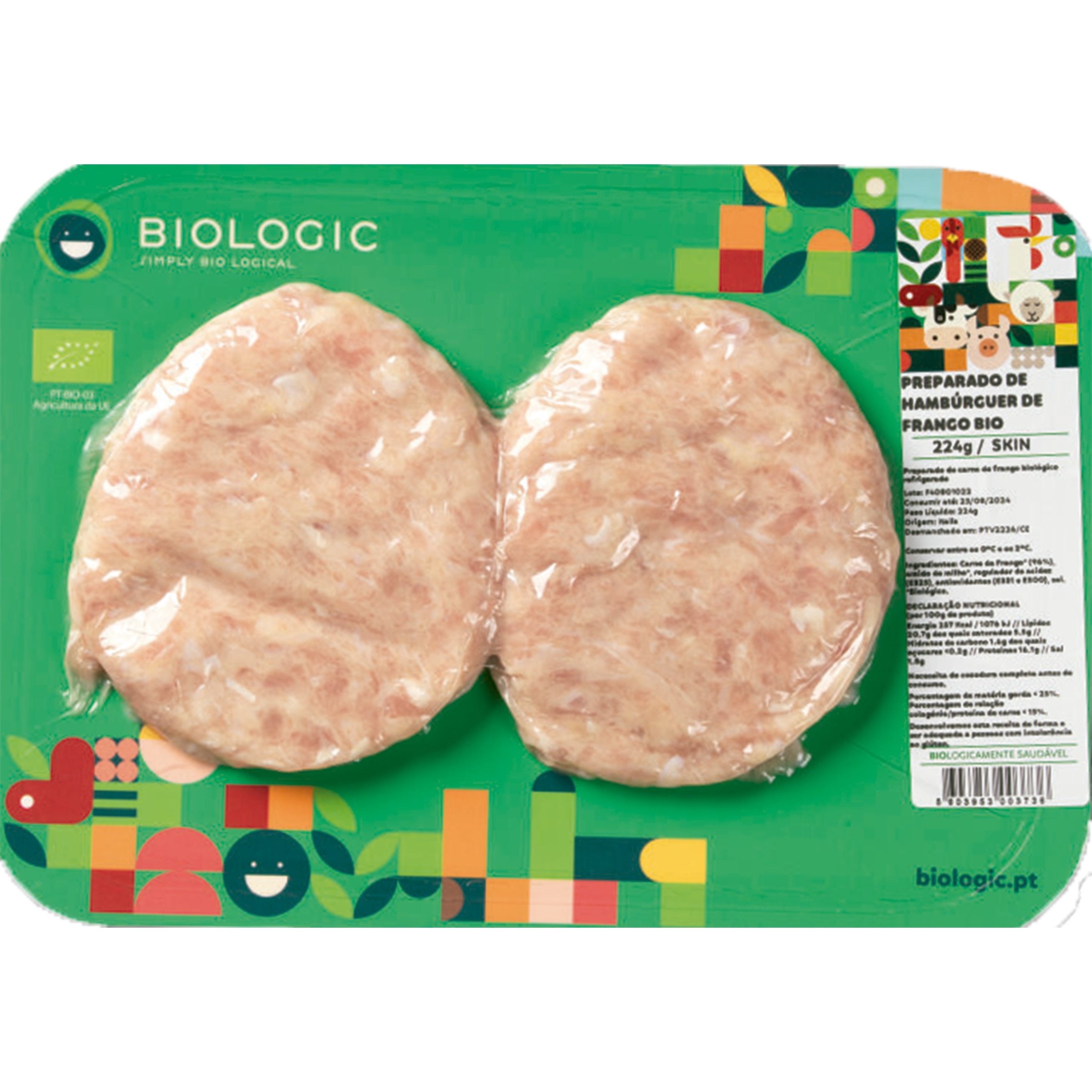 Hambúrguer de Frango Bio a Vácuo 4 unidades embalagem 448 g
