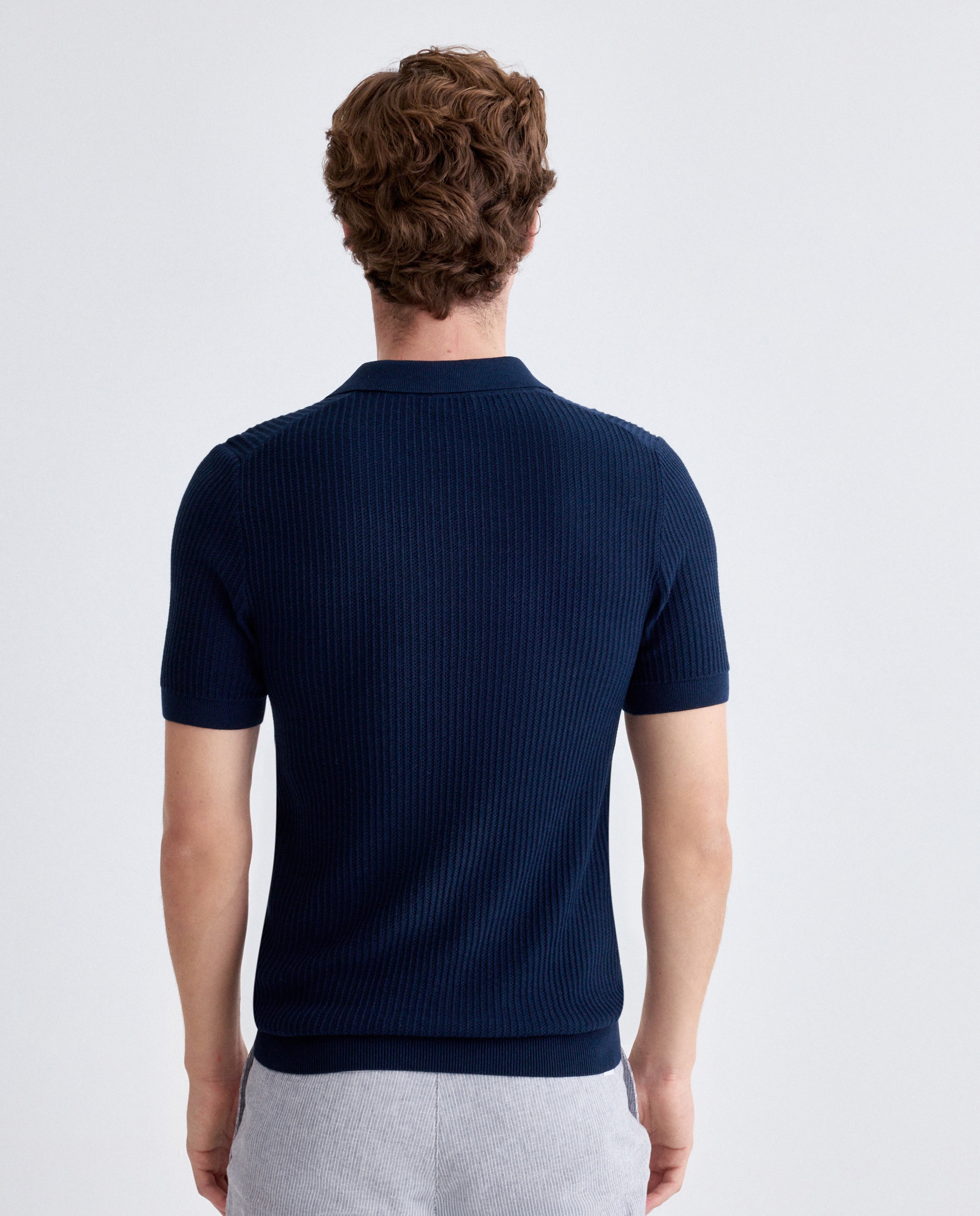 Polo de Malha Azul-marinho-3