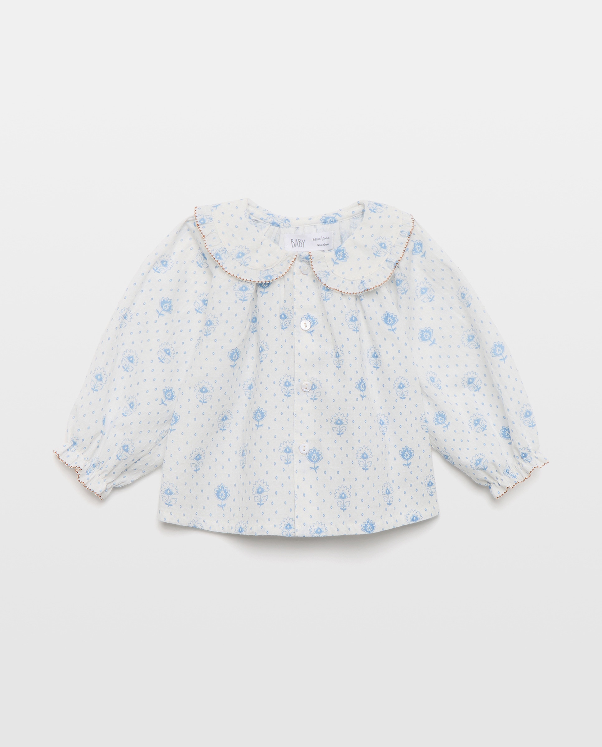 Imagen 0 de Camisa de bebé manga larga all over print Azul