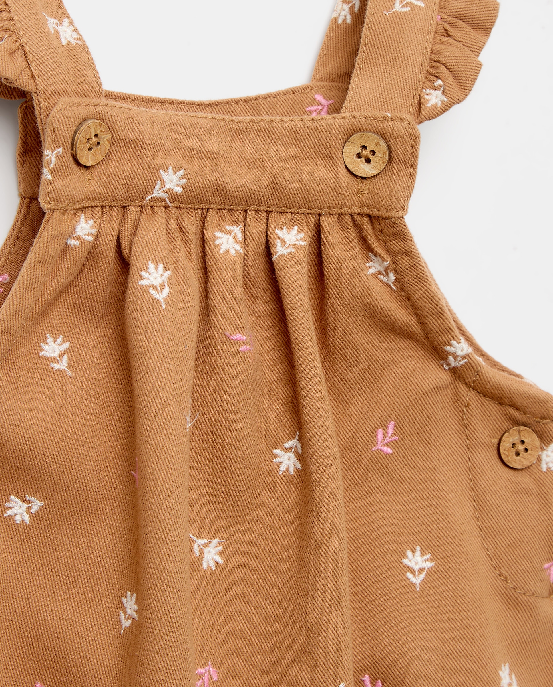 Jardineiras de Bebé em Sarja Bordada Baby El Corte Inglés Castanho-3