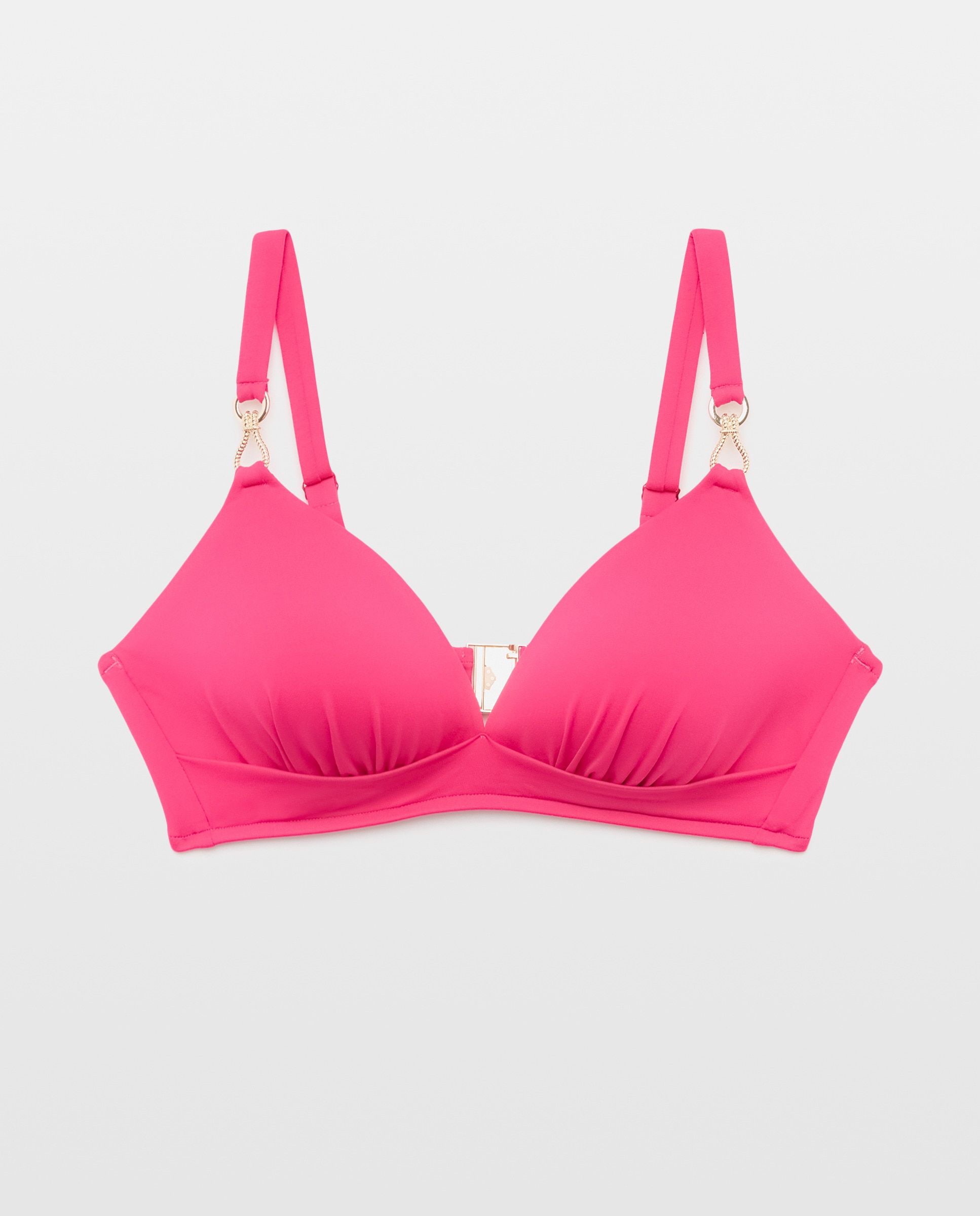 Top de Biquíni Triangular sem Aros Rosa-4