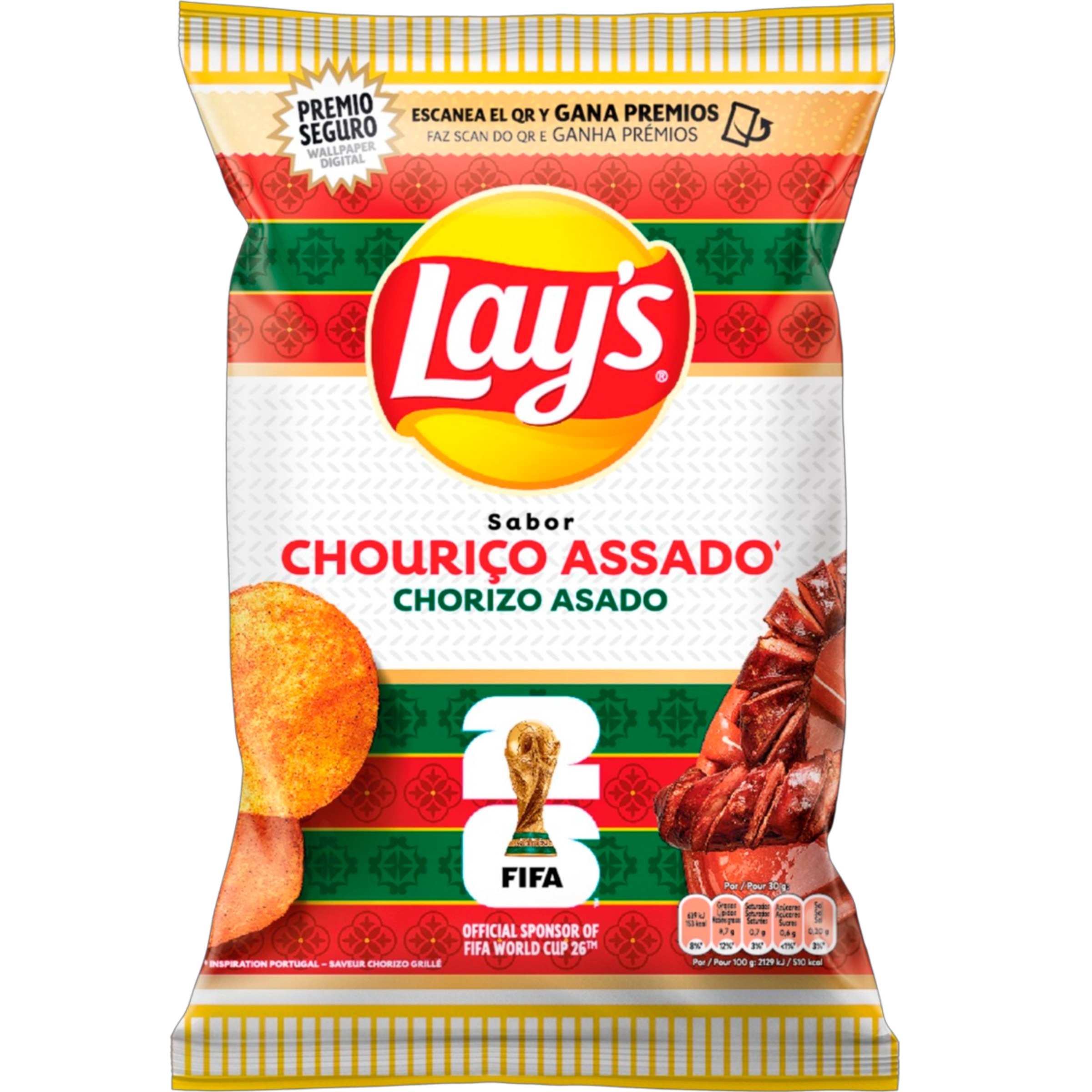 Batatas Fritas sabor Chouriço embalagem 140 g