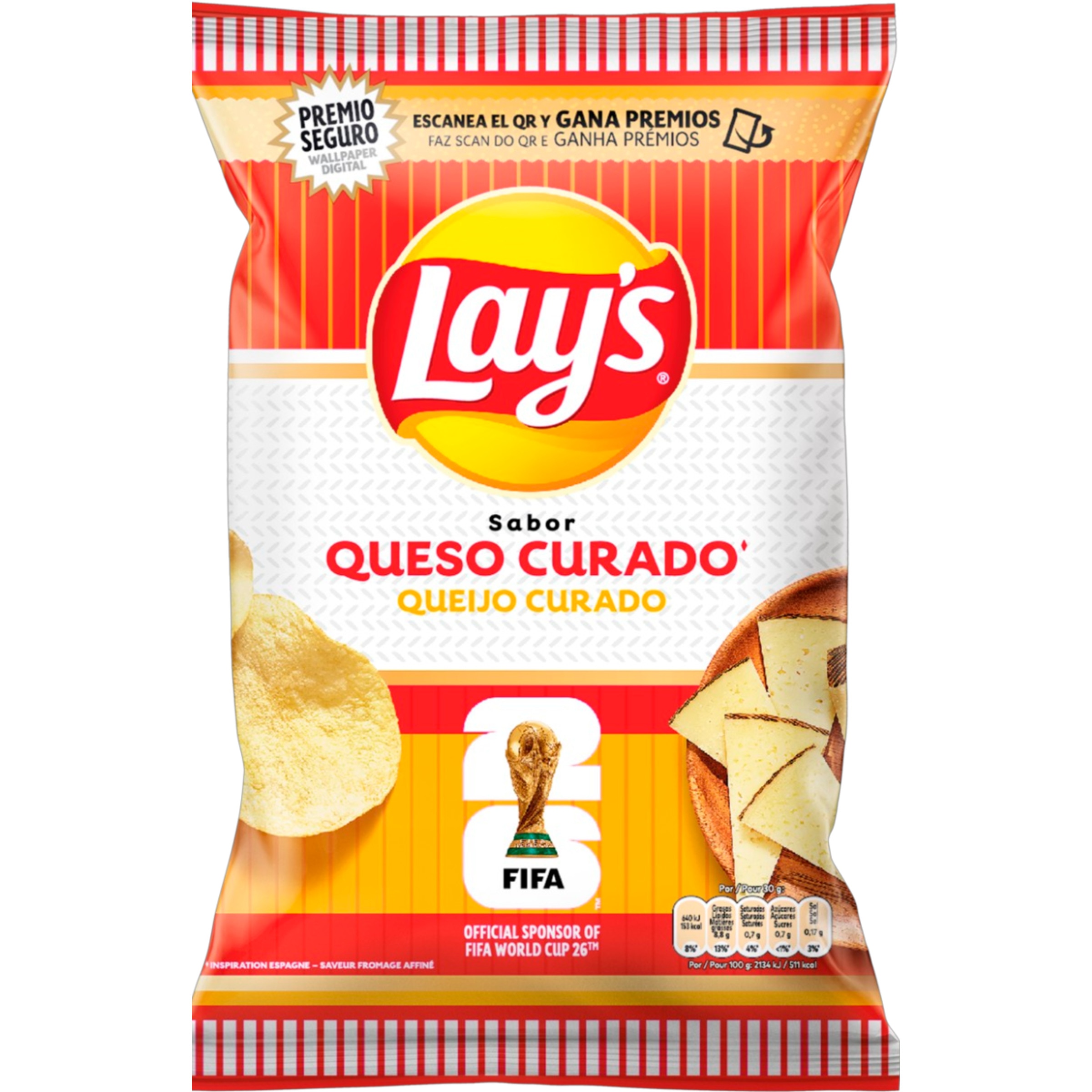 Batatas Fritas Queijo Curado embalagem 140 g