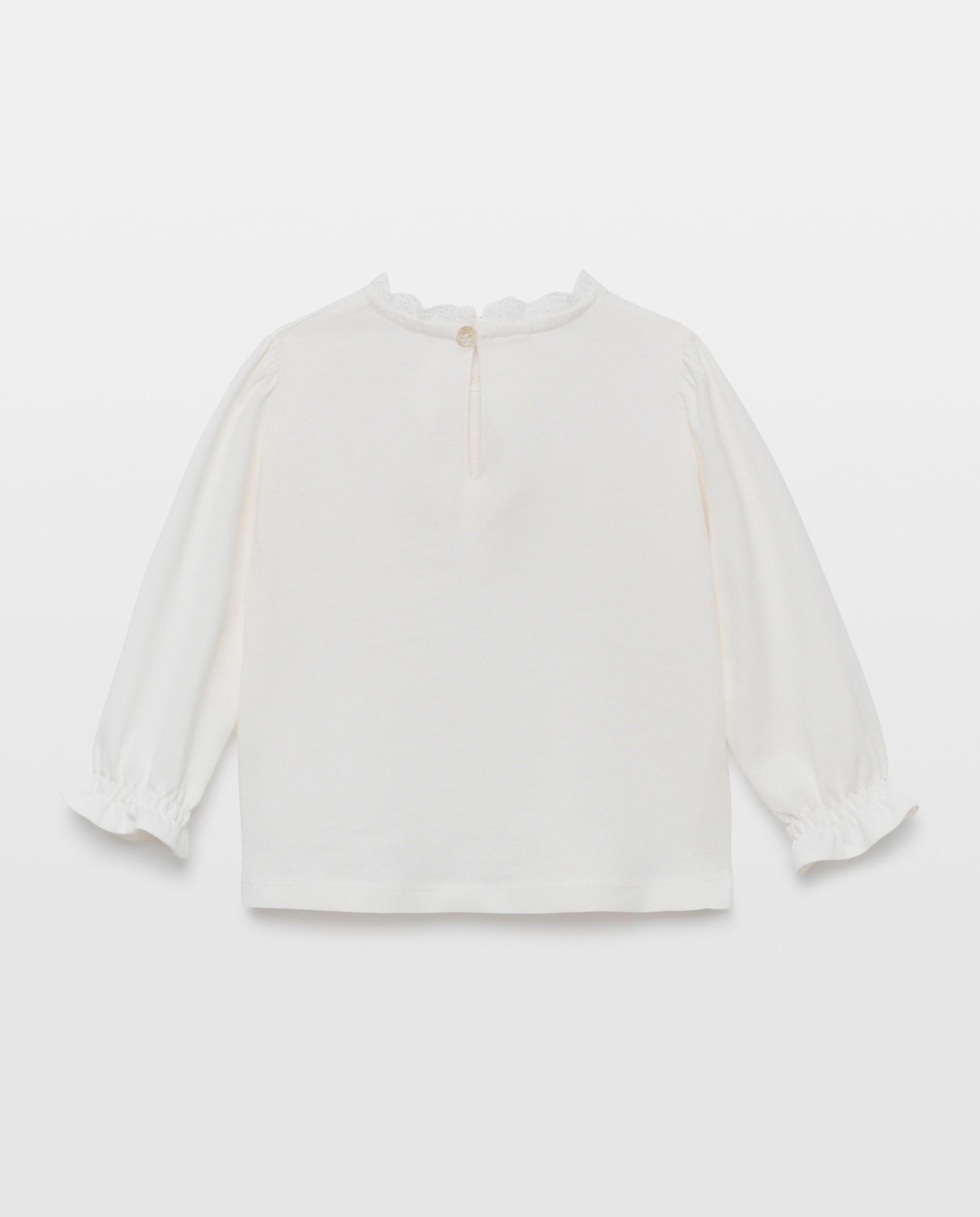 Camiseta bebé niña cuello puntilla Blanco-2