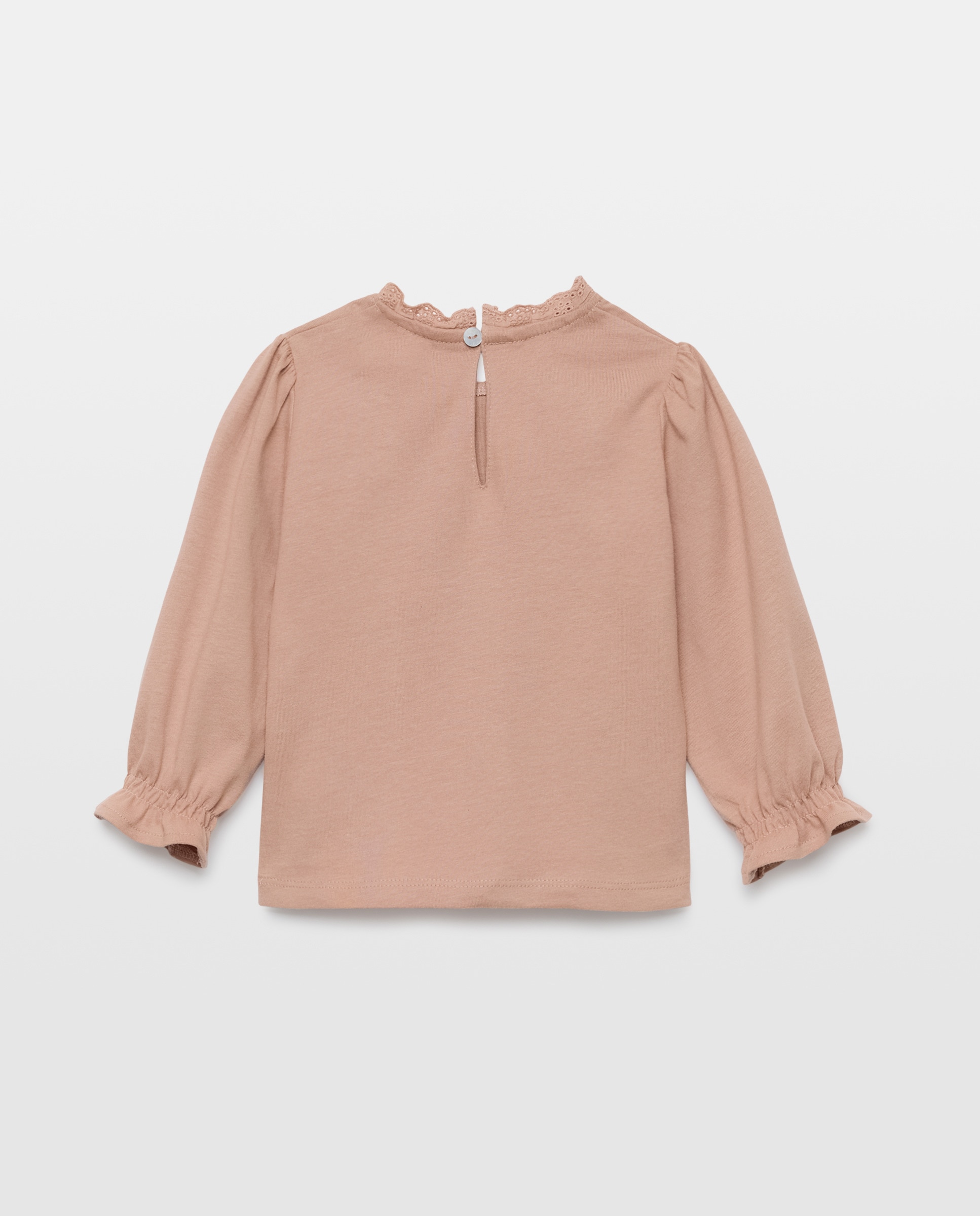 Camiseta bebé niña cuello puntilla 200 Rosa-2