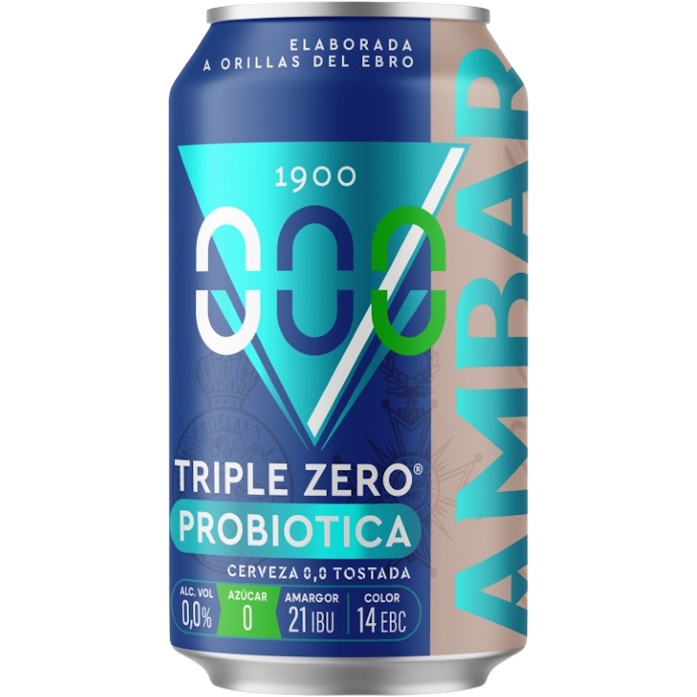cerveza tostada Triple Zero probiótica lata 33 cl