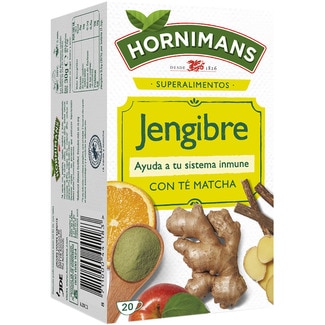 infusión de jengibre con té matcha, regaliz, manzana y naranja estuche 20 bolsitas - Hornimans