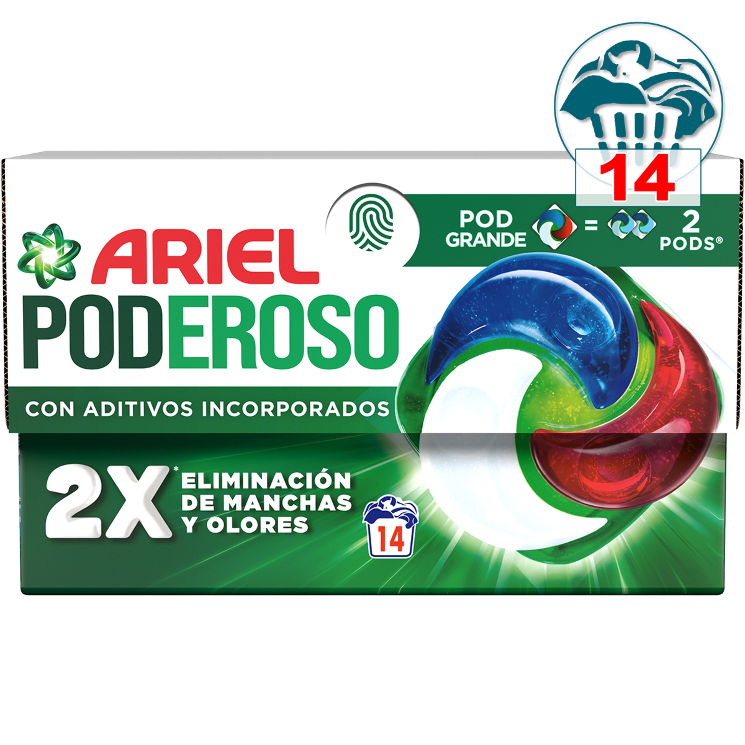 detergente cápsulas Poderoso Original Pod grande caja 14 dosis