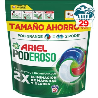 detergente cápsulas Poderoso Original Pod grande bolsa 29 dosis - Ariel