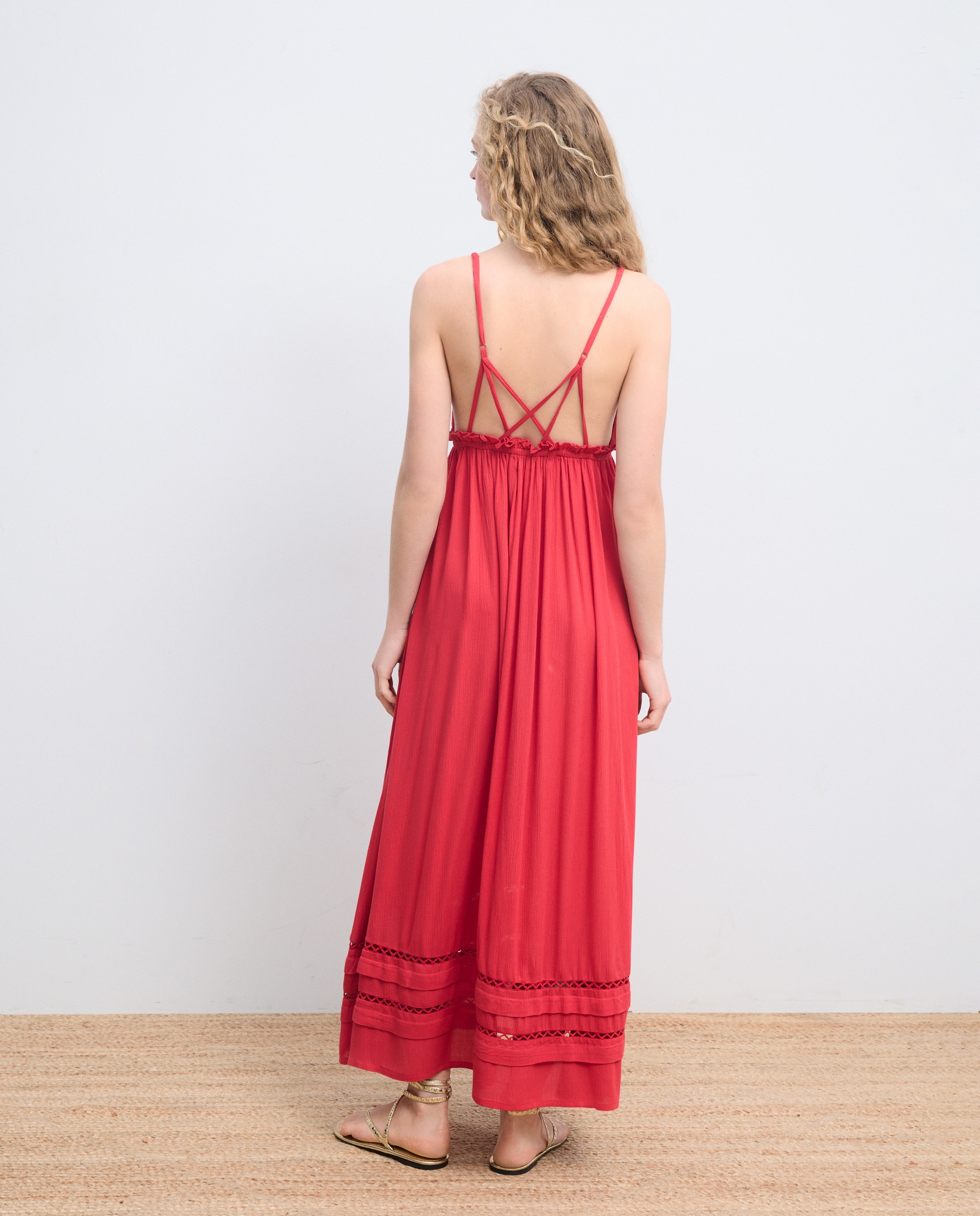 Vestido largo con escote v - Green Coast - 600 Rojo 600 Rojo-3