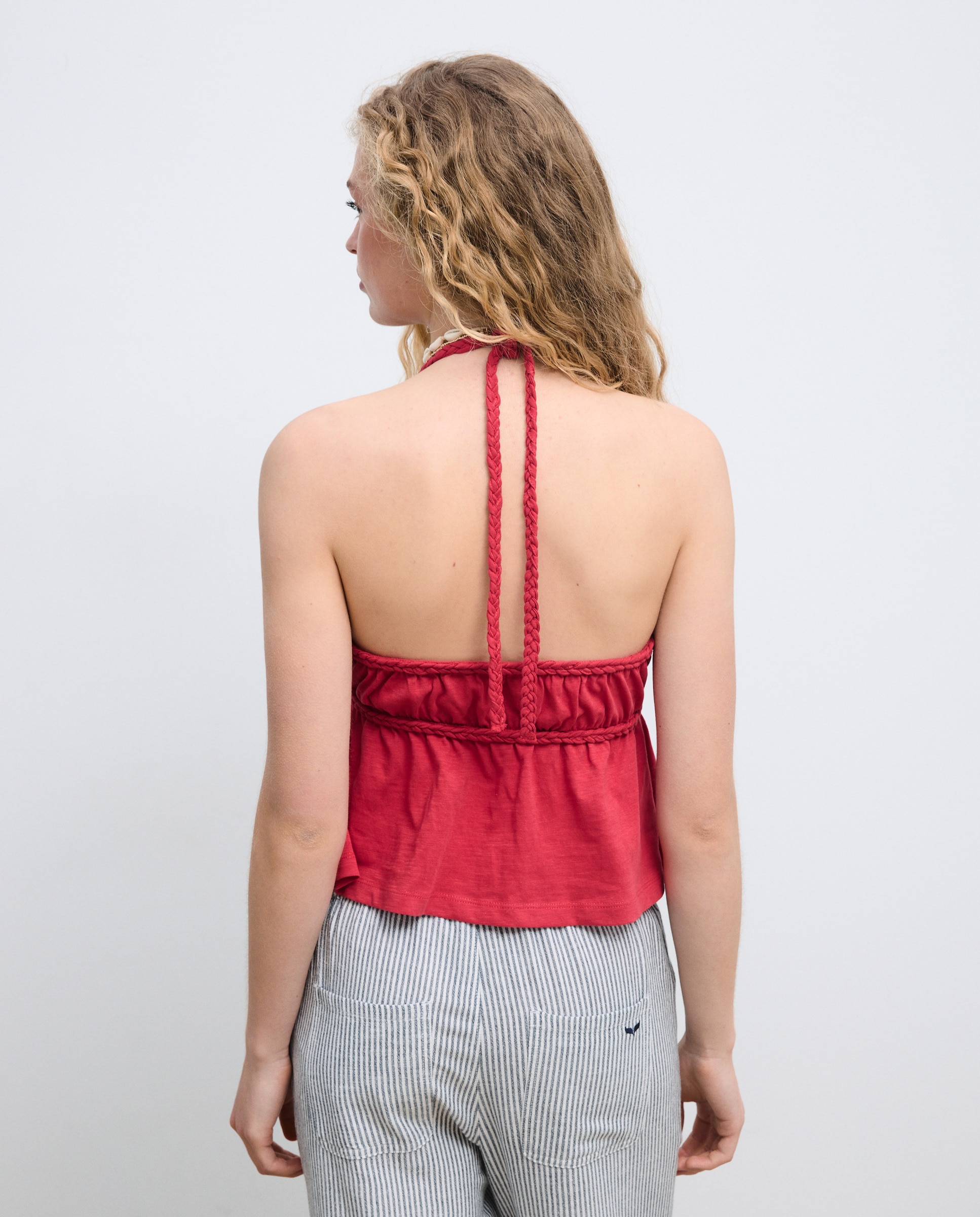 Imagen 3 de Top de mujer halter con trenza lisa - Green Coast - 600 Rojo 600 Rojo