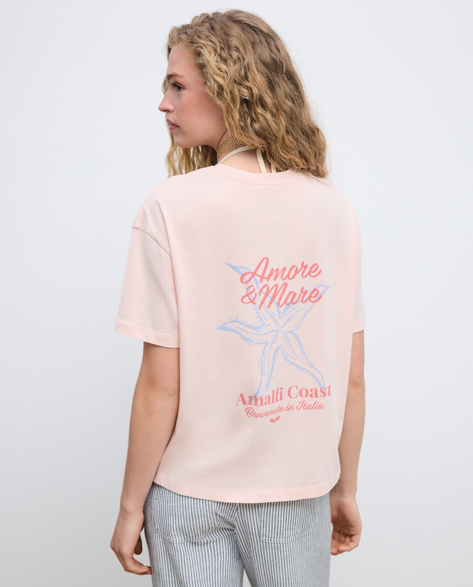 Camiseta de mujer con print frontal en espalda - Green Coast - 260 Salmón 260 Salmón-3