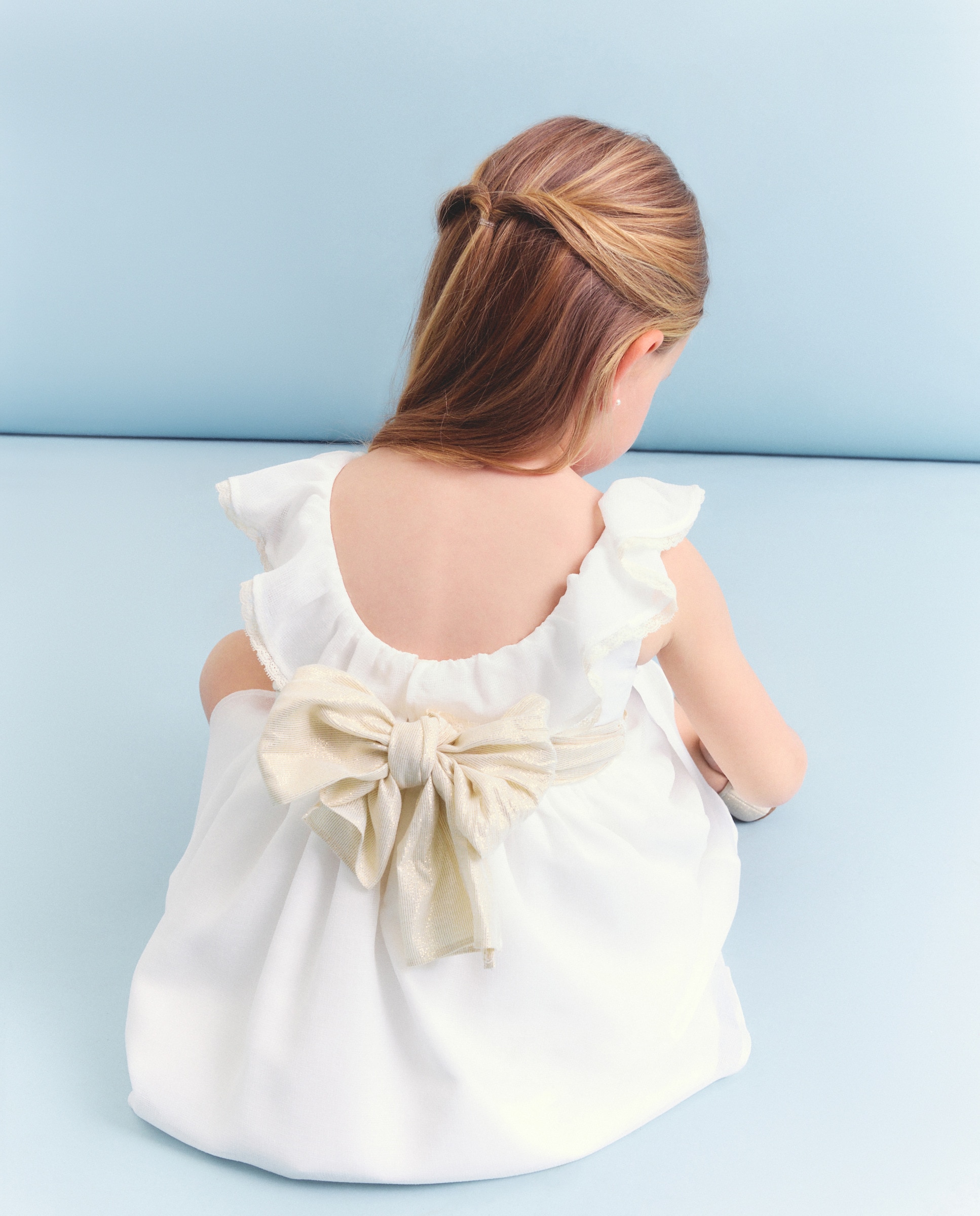 Vestido de Cerimónia sem Mangas, com Faixa e Fio Metalizado Coconut El Corte Inglés Cru-3