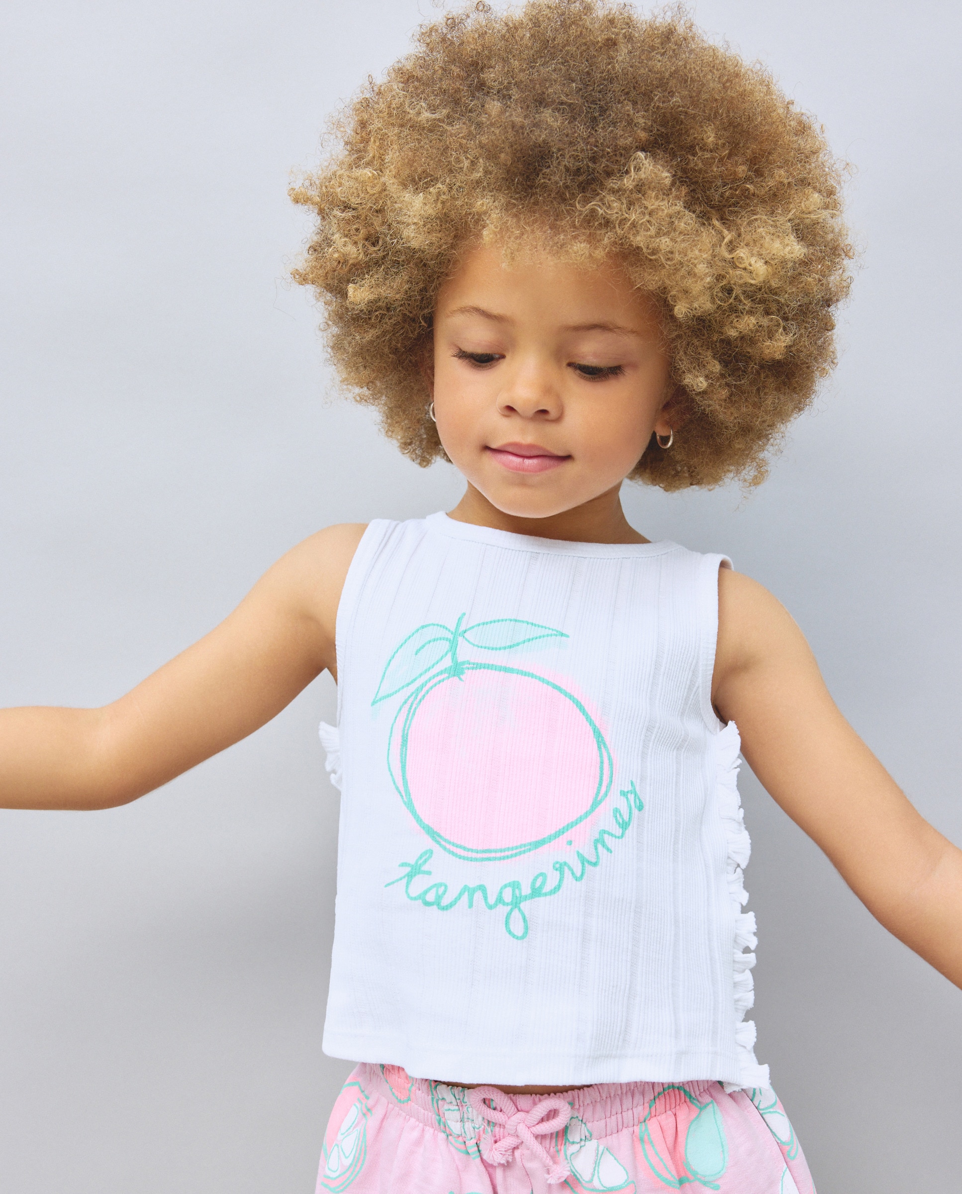 T-shirt de Alças com Folhos Laterais Branco-marfim-1