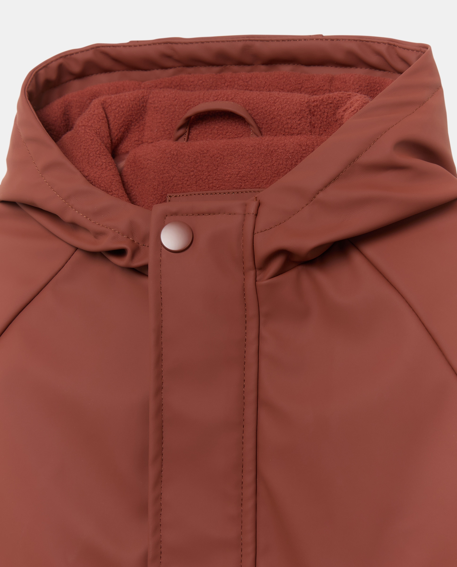 Parka de bebé engomada con capucha y forro de borrego Naranja quemado-3