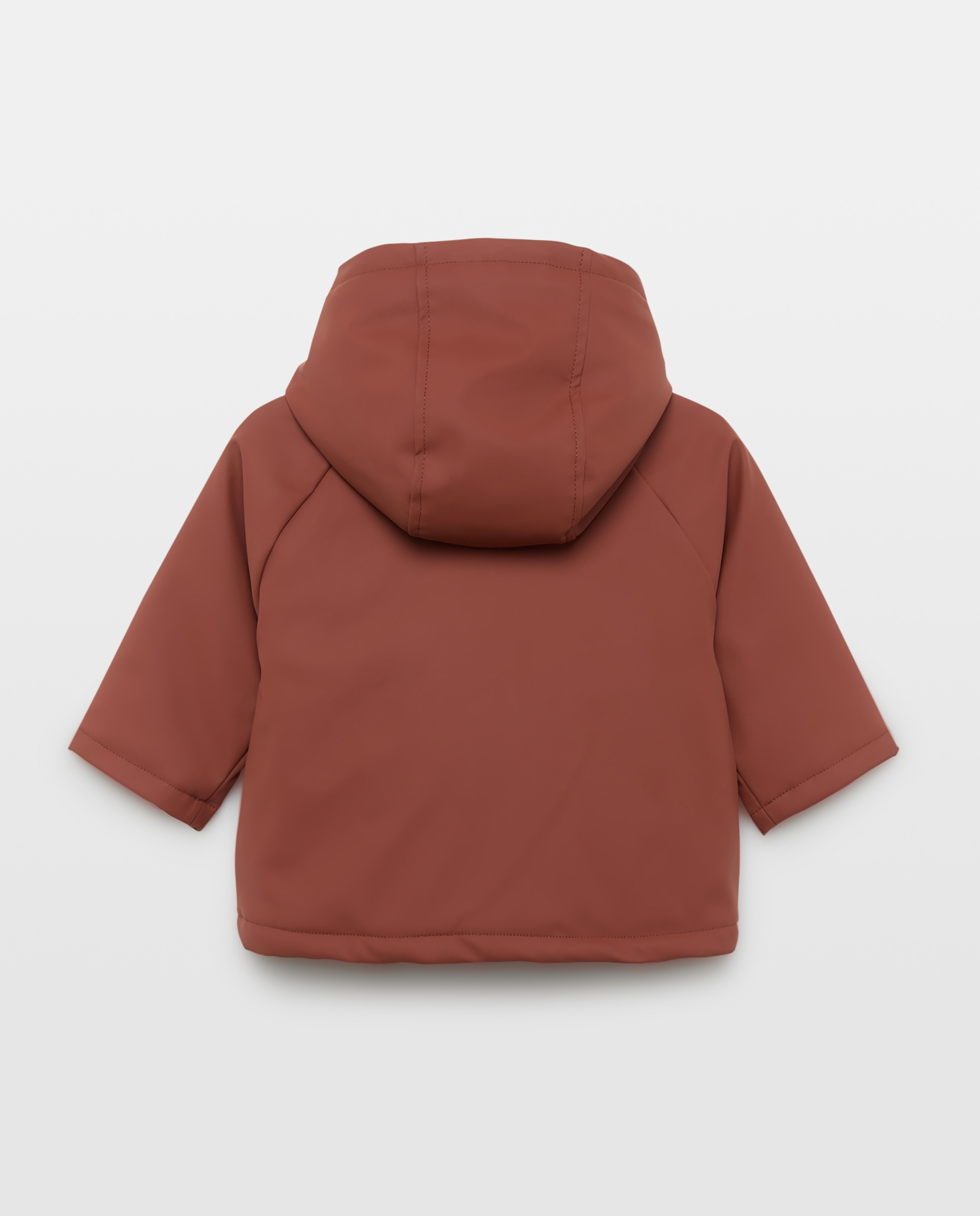 Parka de bebé engomada con capucha y forro de borrego Naranja quemado-2