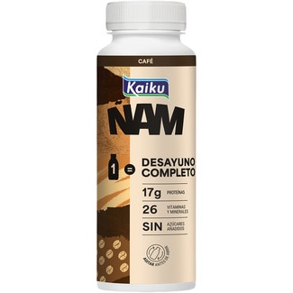 ÑAM café 1 = comida completa 17g proteínas 26 vitaminas y minerales sin azúcares añadidos botella 250 ml - Kaiku