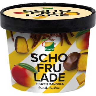 mango bañado en chocolate con leche tarrina 130 g - Schofrulade