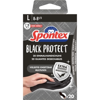 Black Protect guantes de nitrilo reutilizables extra resistentes talla L paquete 20 unidades - Spontex
