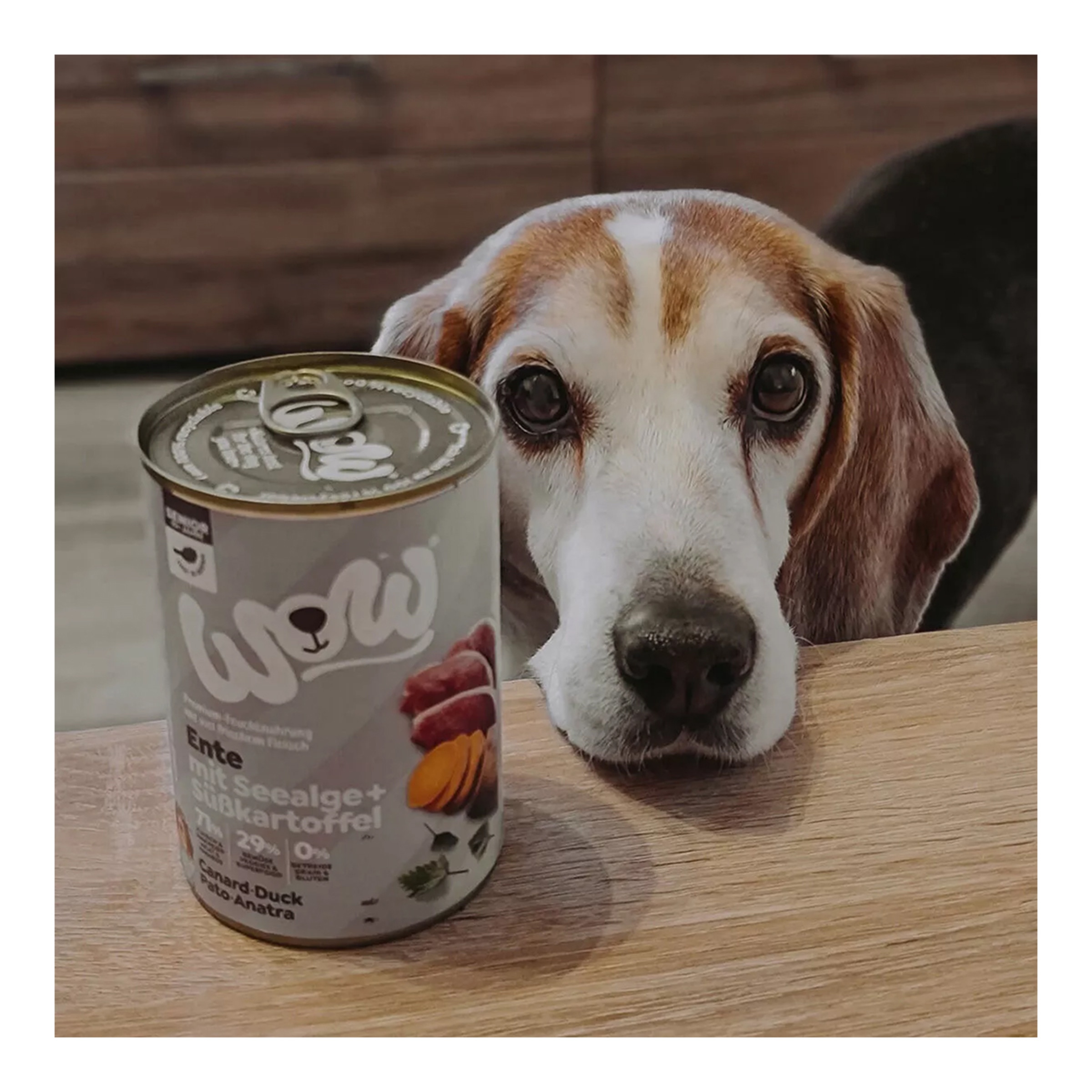 Comida húmeda para perros sénior Wow paté pato, algas marinas y batata 400 g 3
