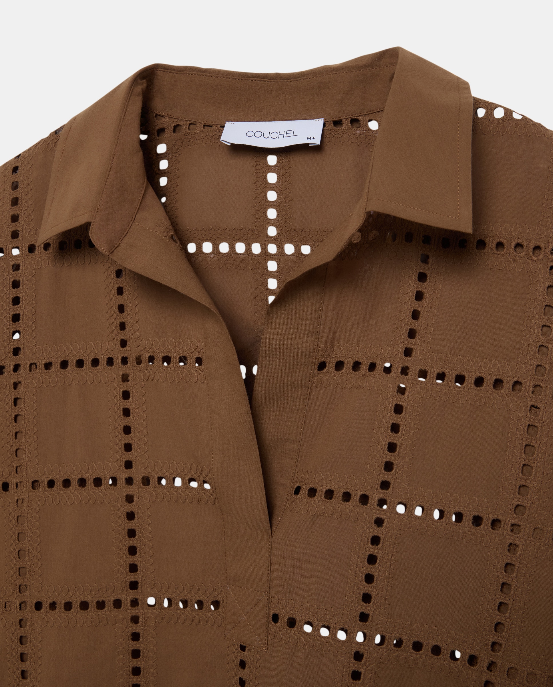Camisa polera de mujer con manga larga y bordados - Couchel - Tostado Tostado-5