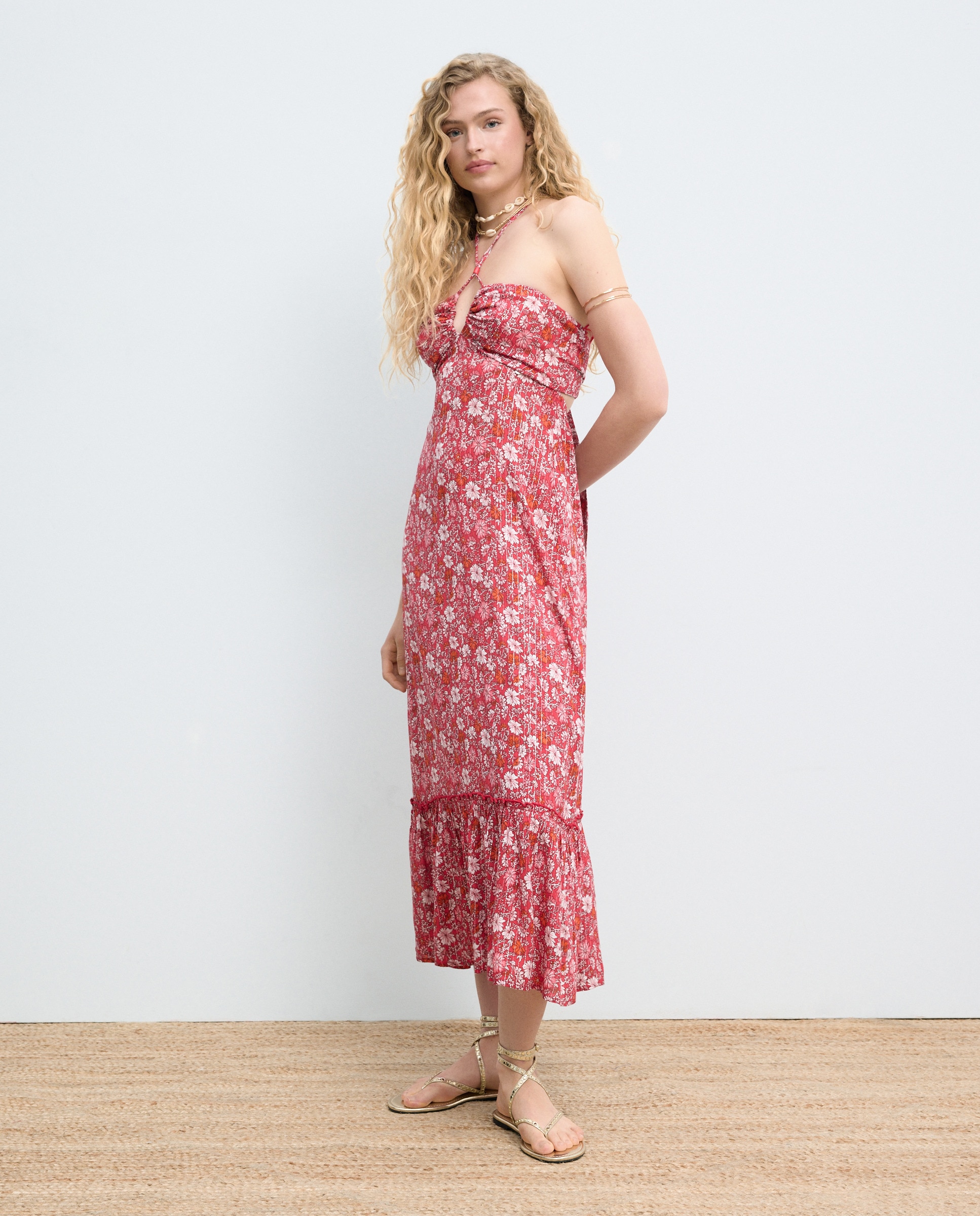 Imagem 0 de Vestido Estampado com Decote em V