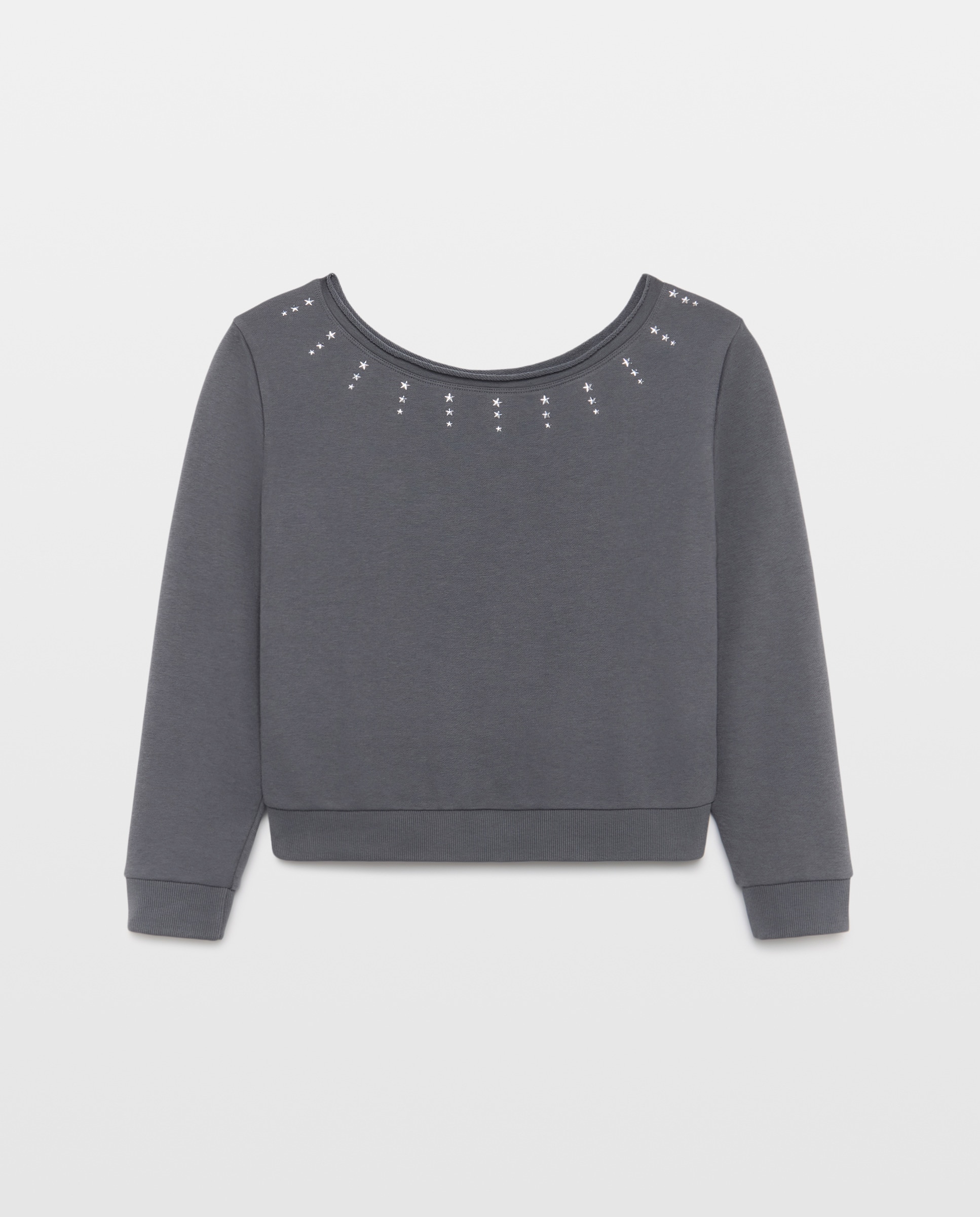 Sweatshirt Assimétrica com Strass 830 Antracite-4