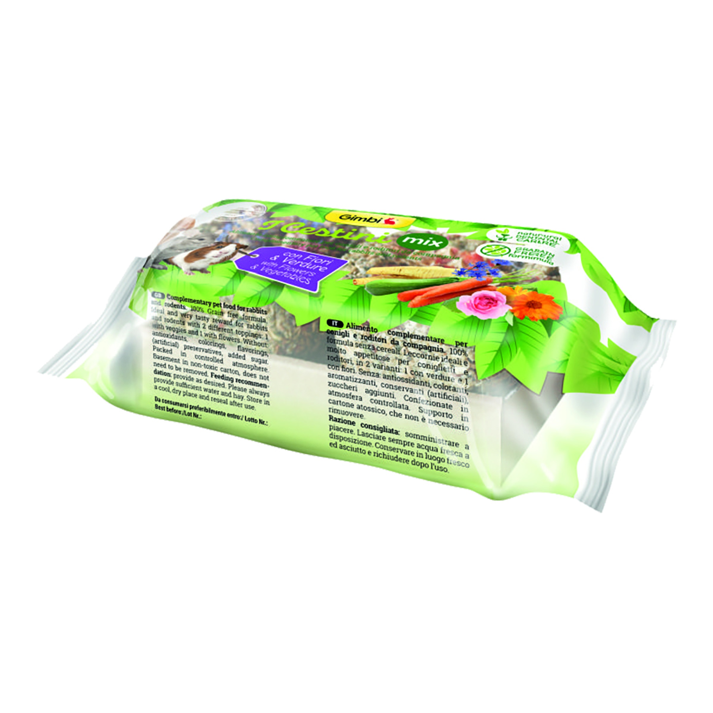 Imagen 0 de Snack para conejos y roedores I Cestini Mix verduras y flores Gimbi 2 x 75 g