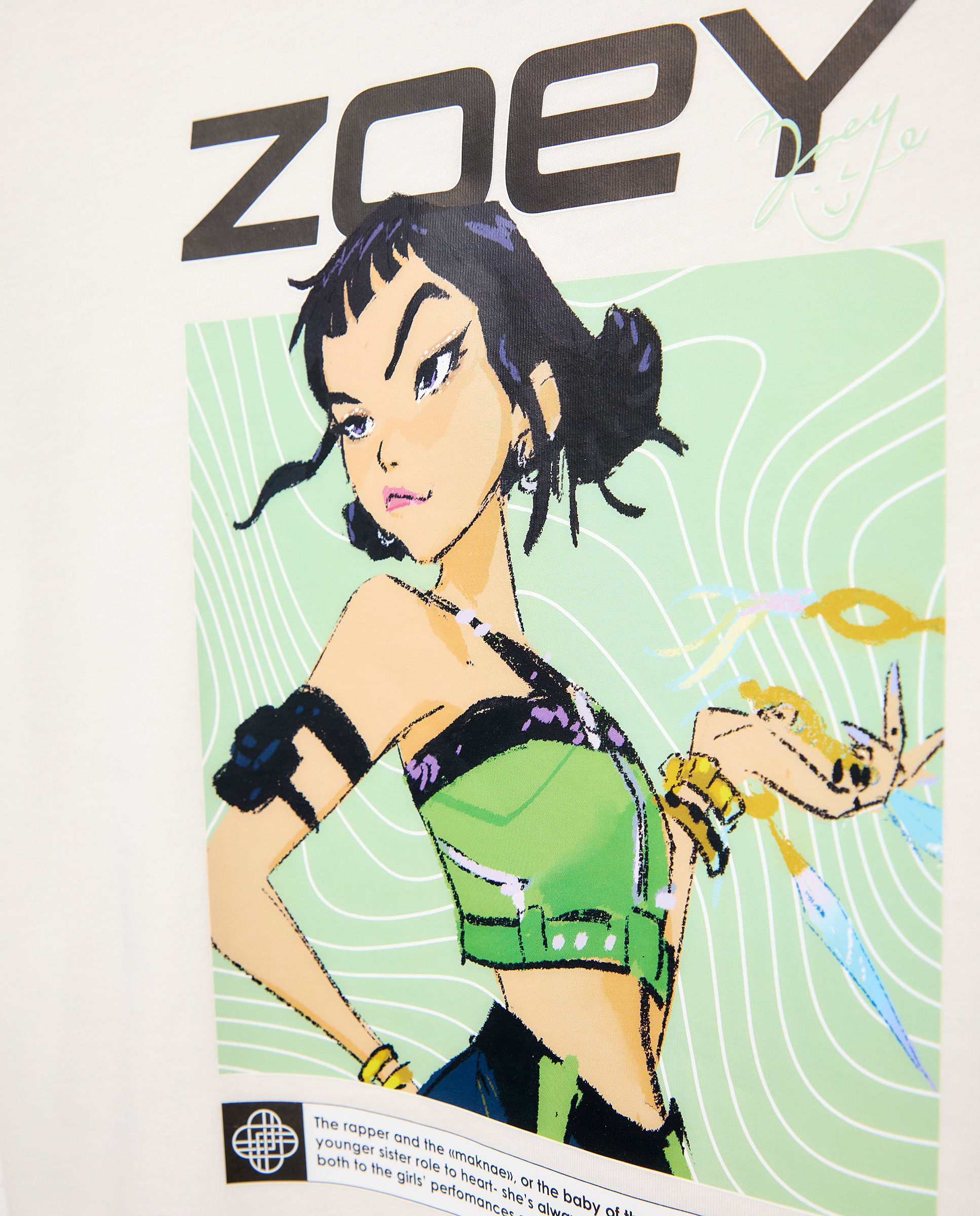 T-shirt de Manga Curta KPOP com Estampado Posicional no Peito "Zoey" Kids El Corte Inglés Branco-5
