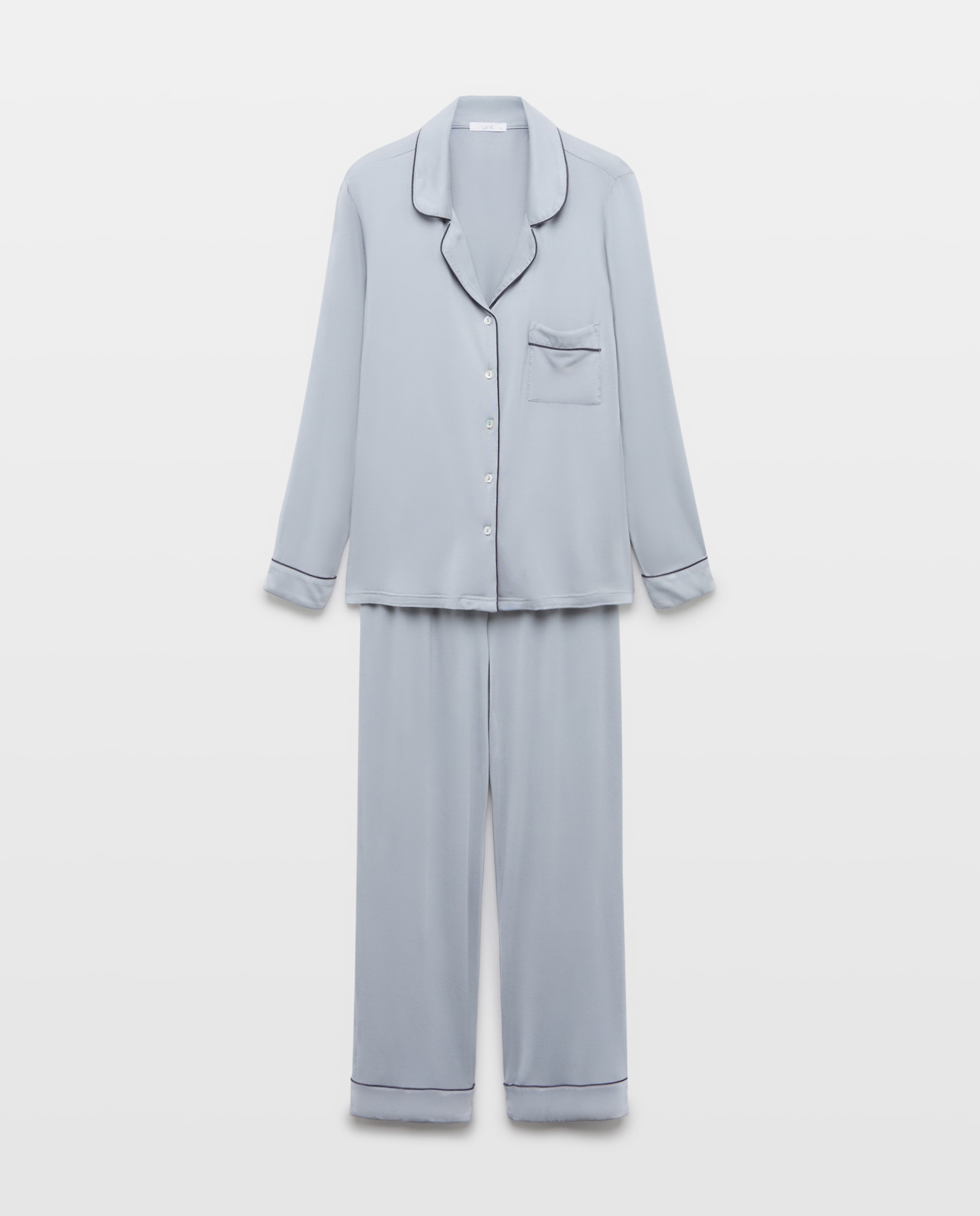 Pijama mujer solapa con contraste 410 Azul claro-3