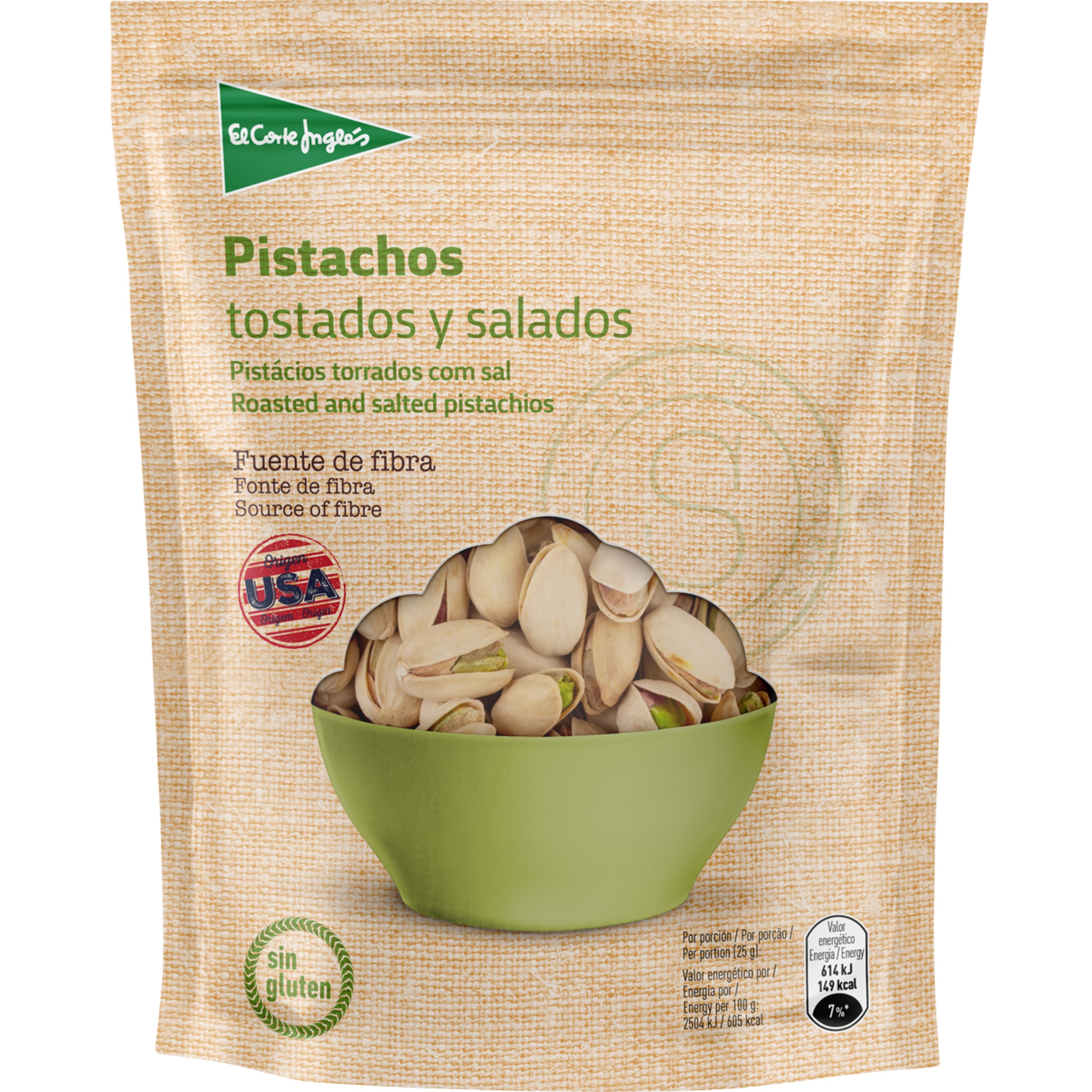 pistachos tostados y salados Sin Gluten bolsa 175 g