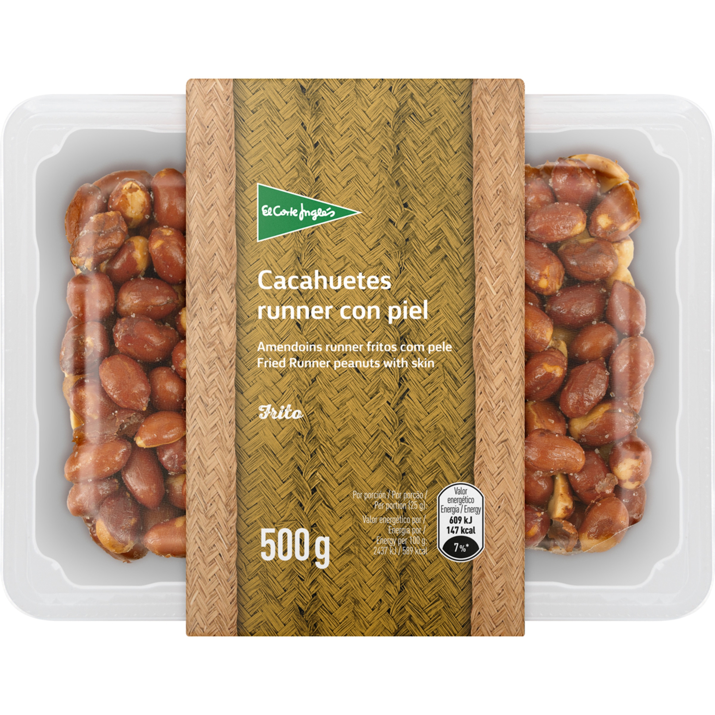 cacahuetes runner fritos con piel y sal tarrina 500 g