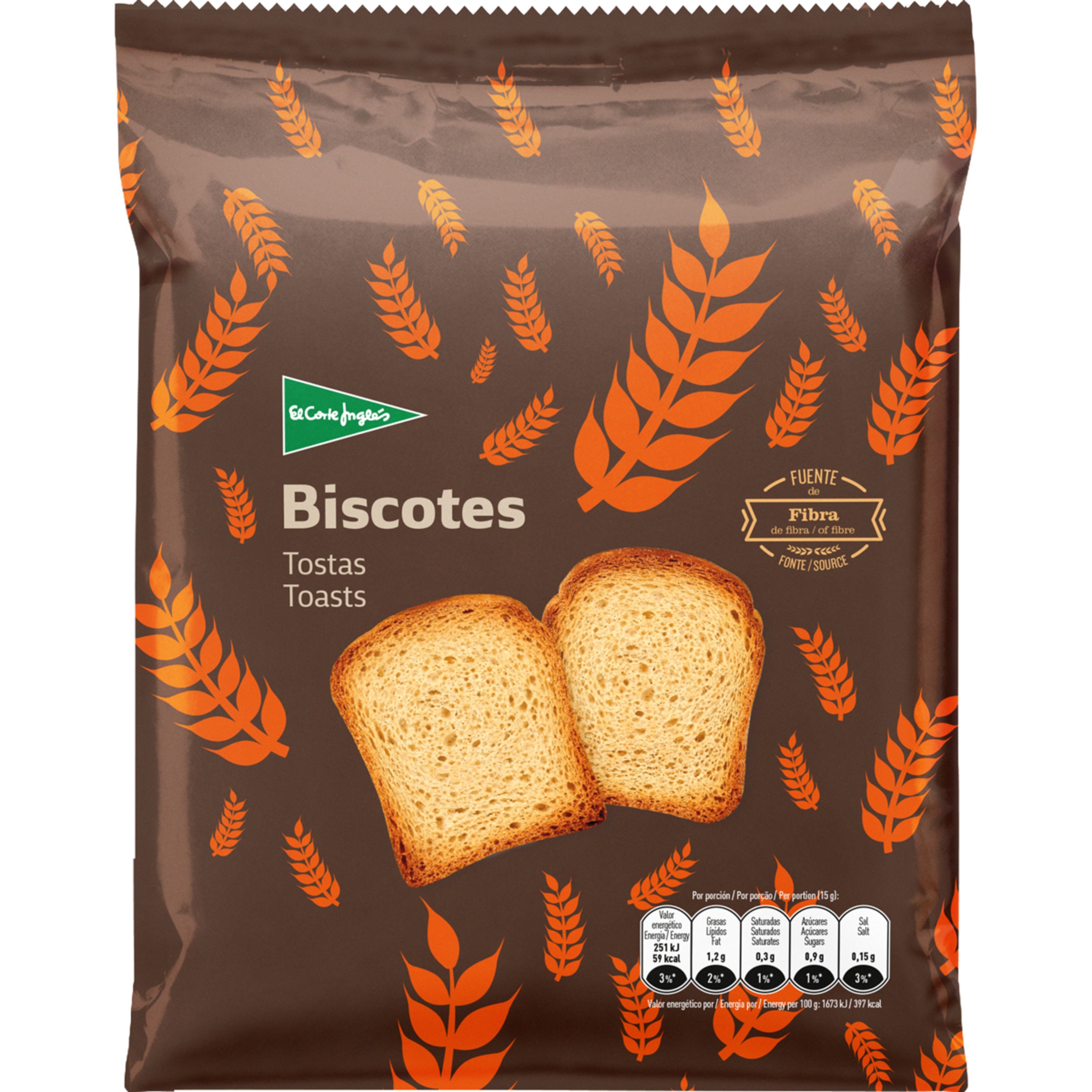 biscotes fuente de fibra envase 225 g