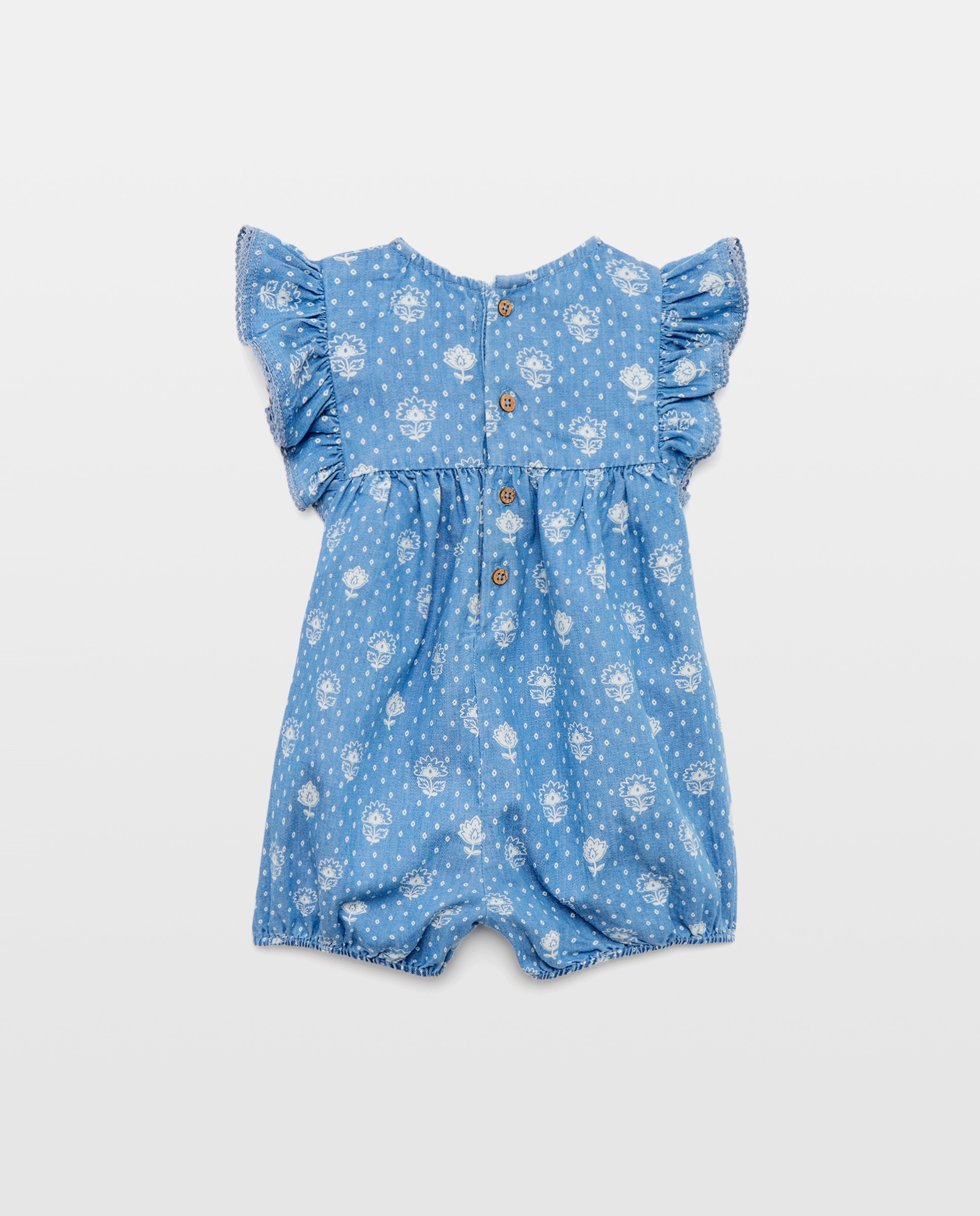 Babygrow de Bebé em Tecido Chambray com All Over Print Baby El Corte Inglés 410 Azul Claro-2