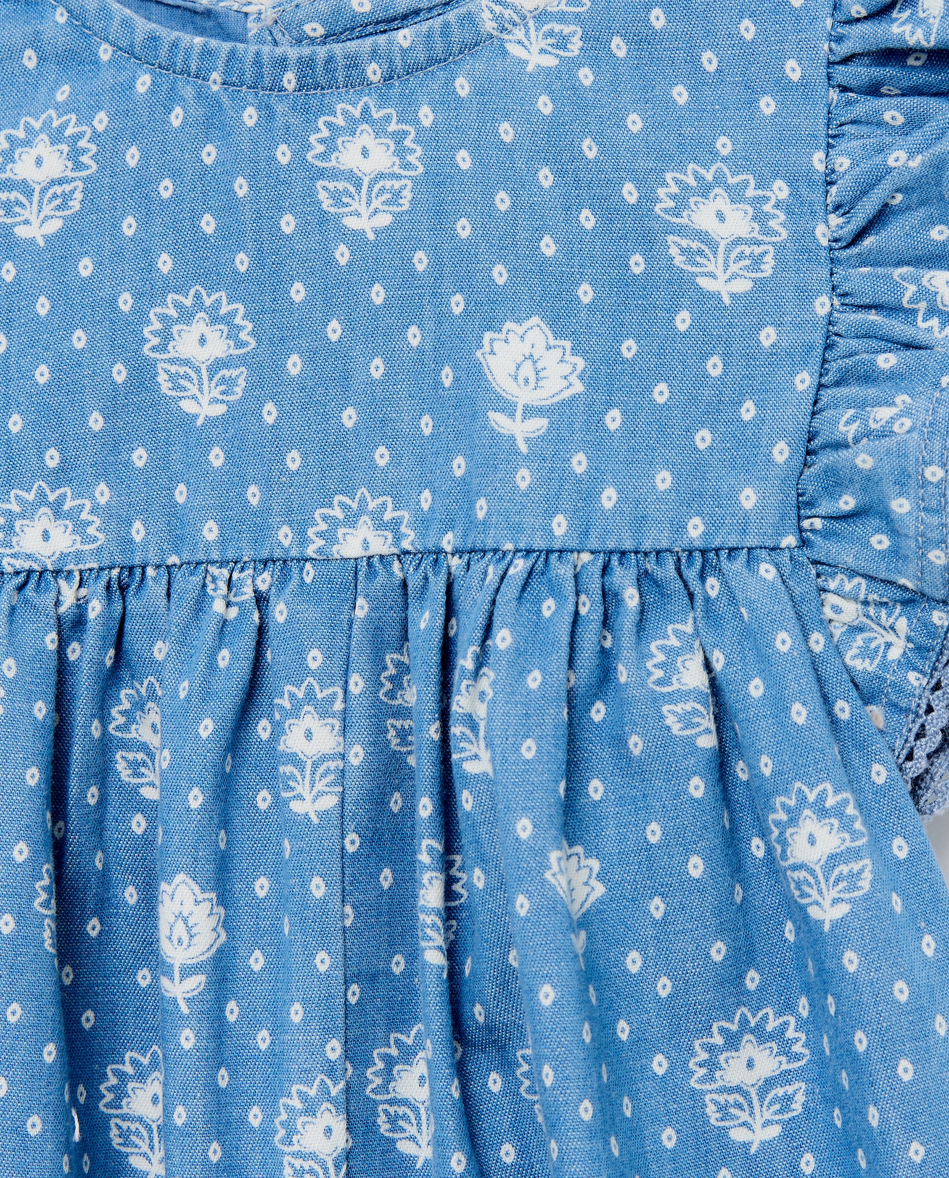 Babygrow de Bebé em Tecido Chambray com All Over Print Baby El Corte Inglés 410 Azul Claro-3