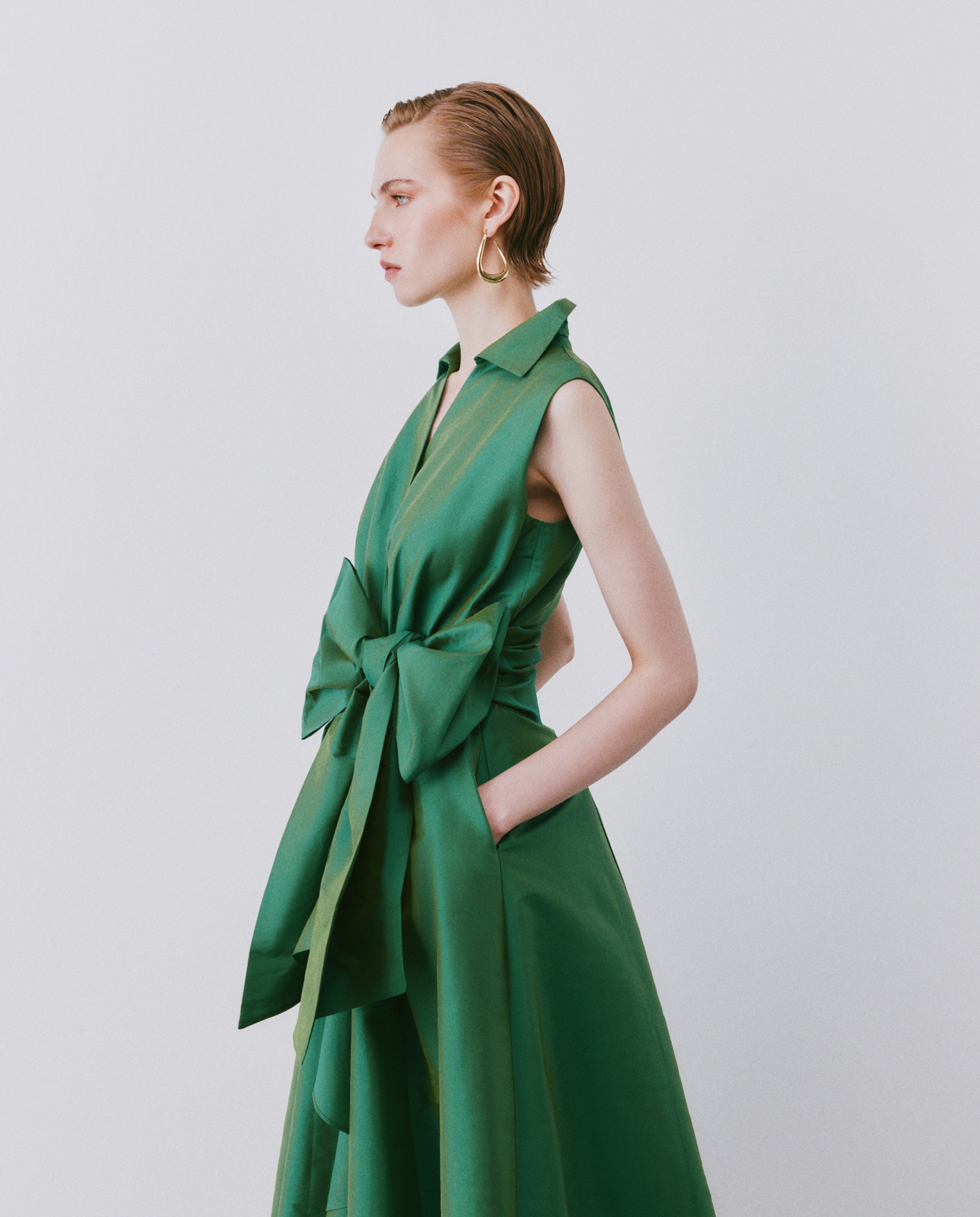 Vestido midi com volume 510 Verde Claro-4