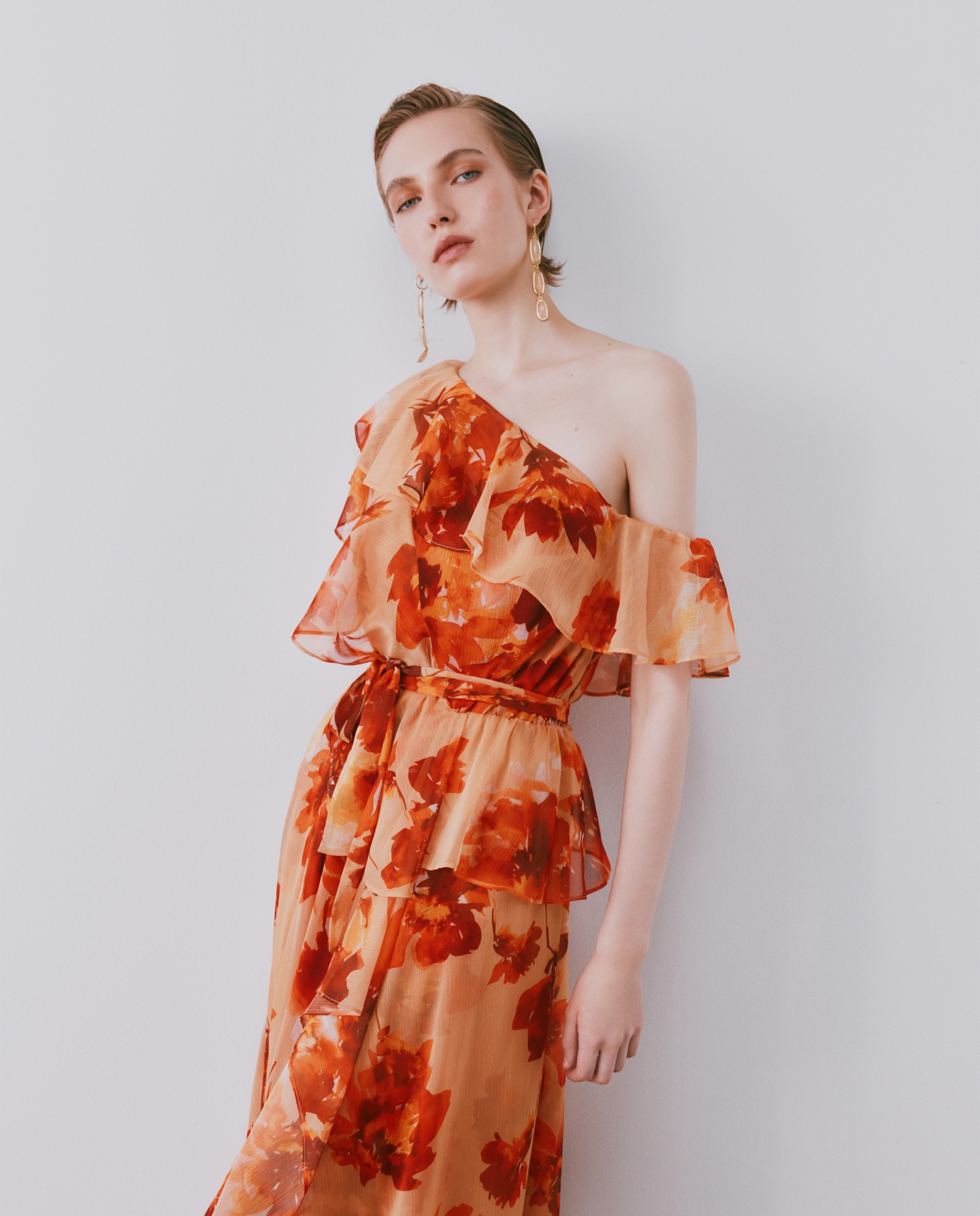 Vestido Comprido Estampado Vermelho-2