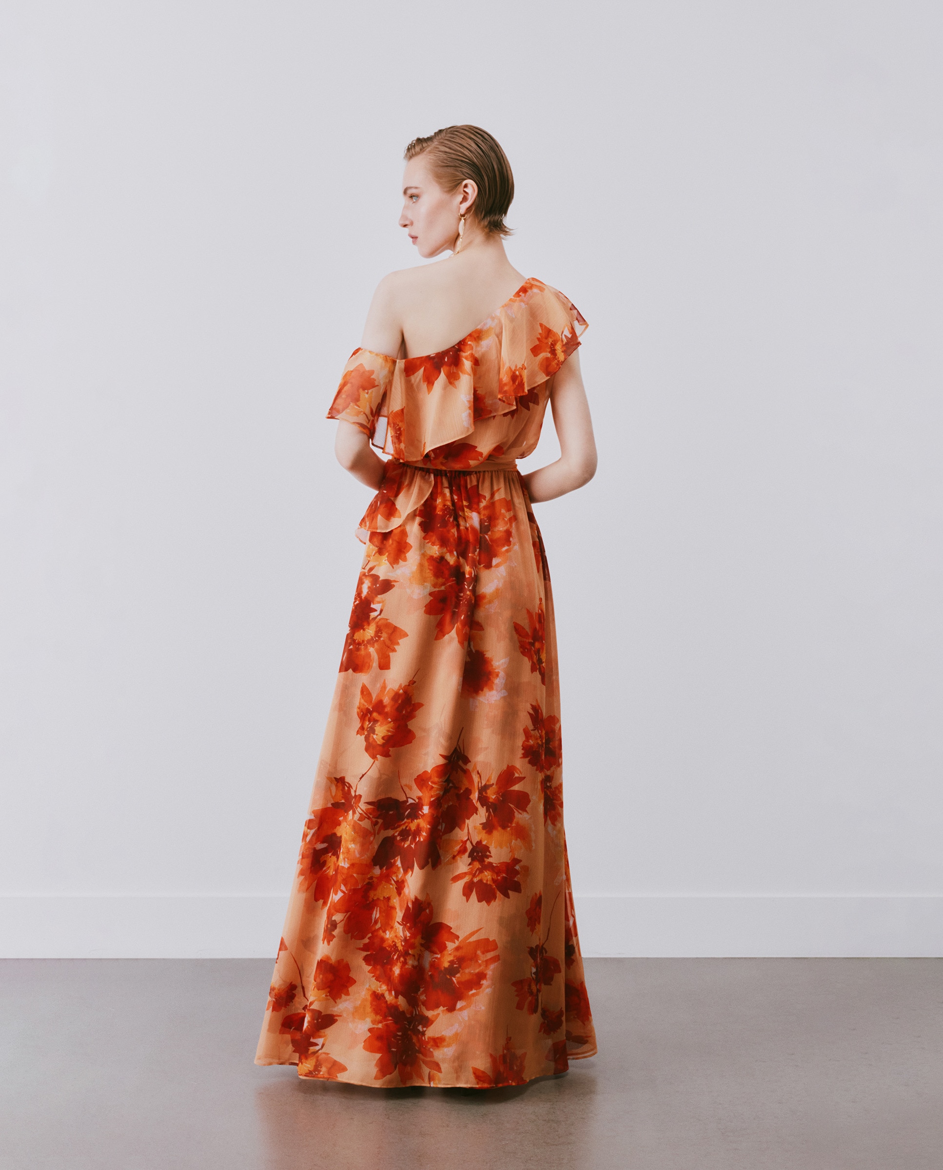 Vestido Comprido Estampado Vermelho-3
