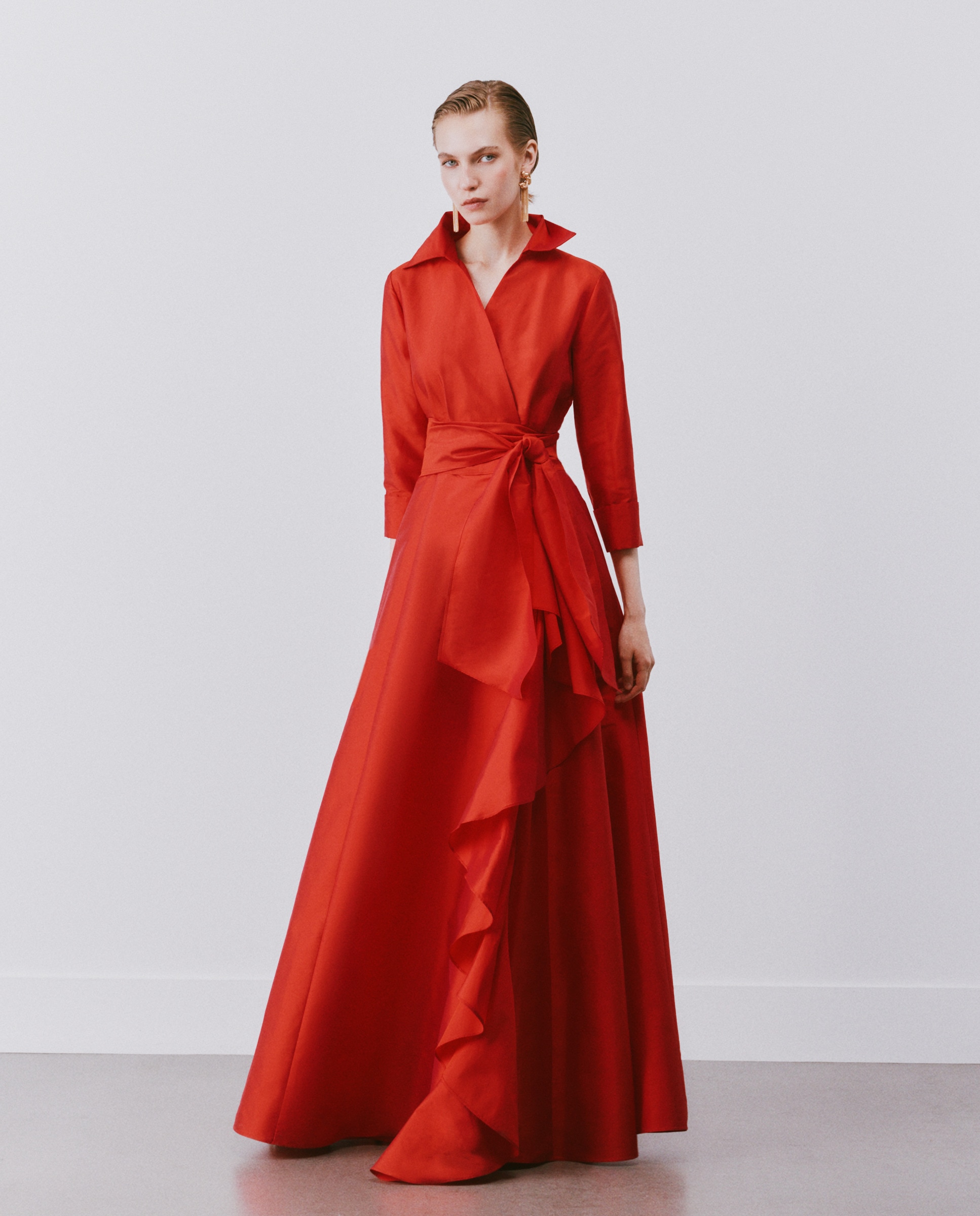 Vestido Comprido com Mangas 600 Vermelho-2